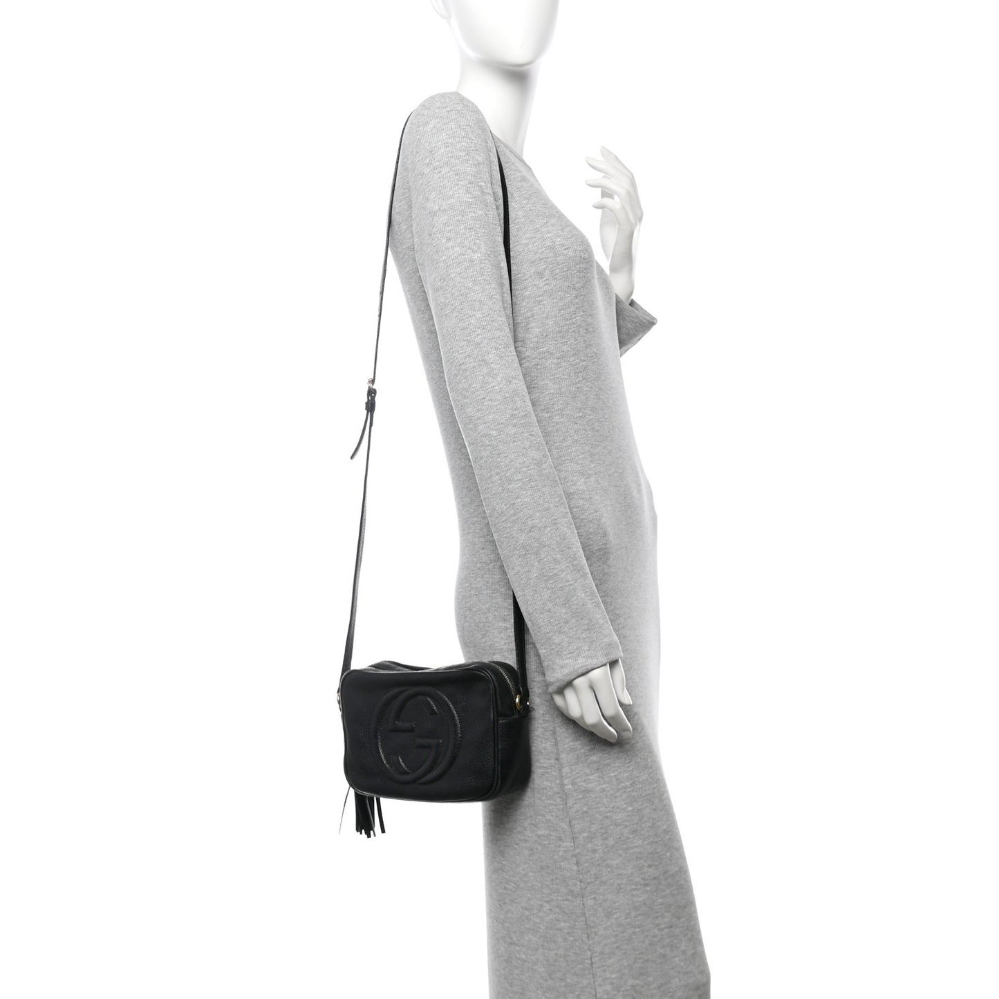 Pebbled Calfskin Small Soho Disco Bag Black