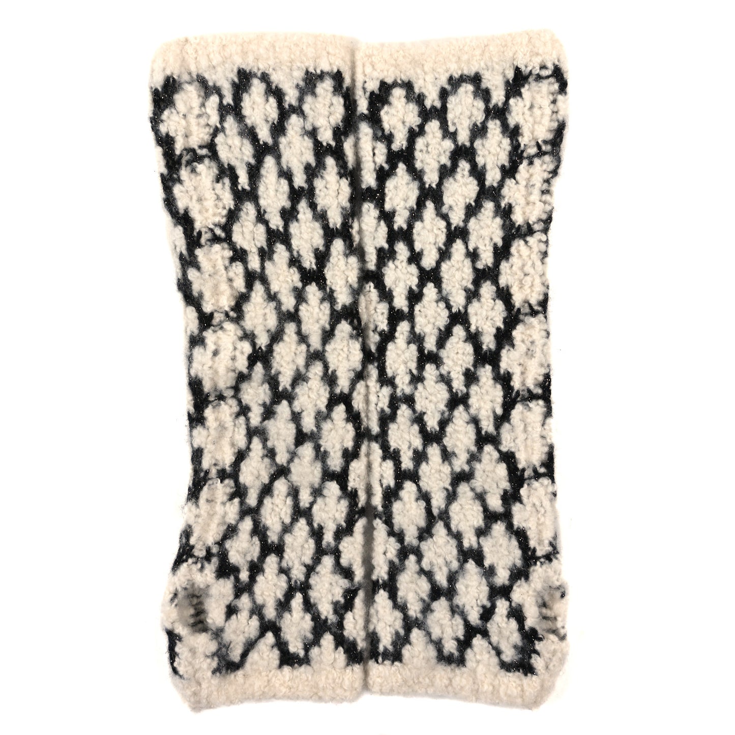 Cashmere Blend CC Fingerless Gloves White Black