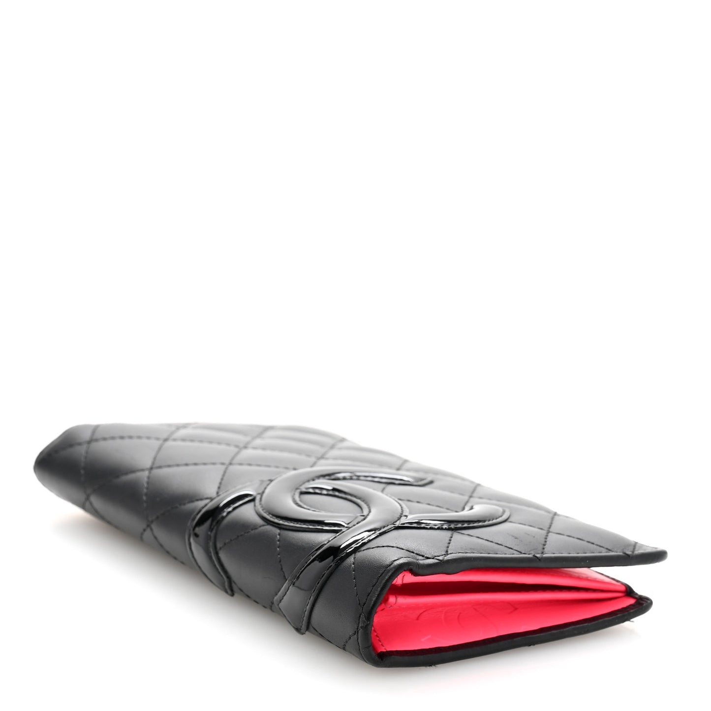 Calfskin Quilted Cambon Yen Wallet Black