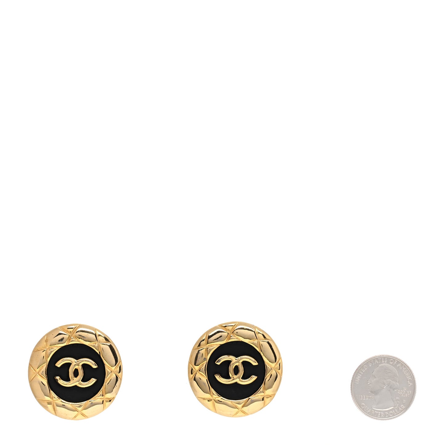 Metal Resin CC Clip On Earrings Black Gold