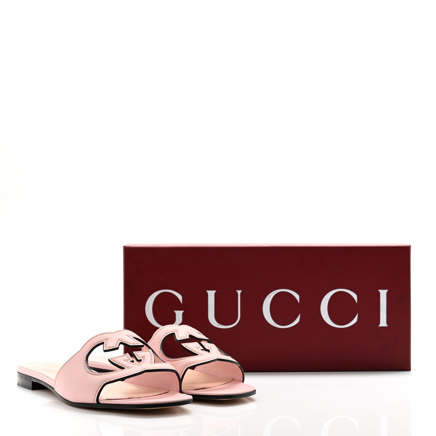 Cosmos Softy Calfskin Interlocking G Cut Out Slide Sandals 39 Pastel Pink