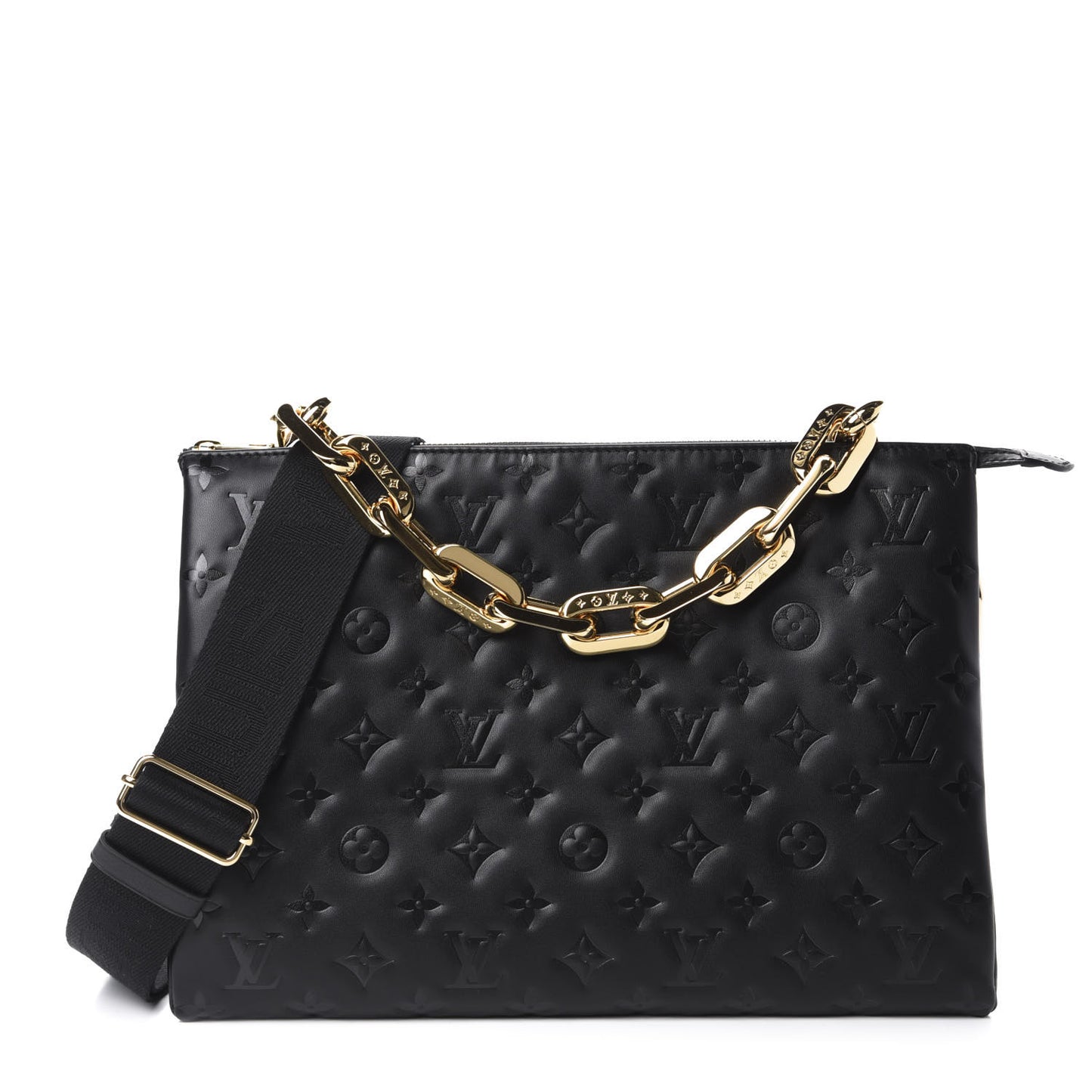 Lambskin Embossed Monogram Coussin MM Black