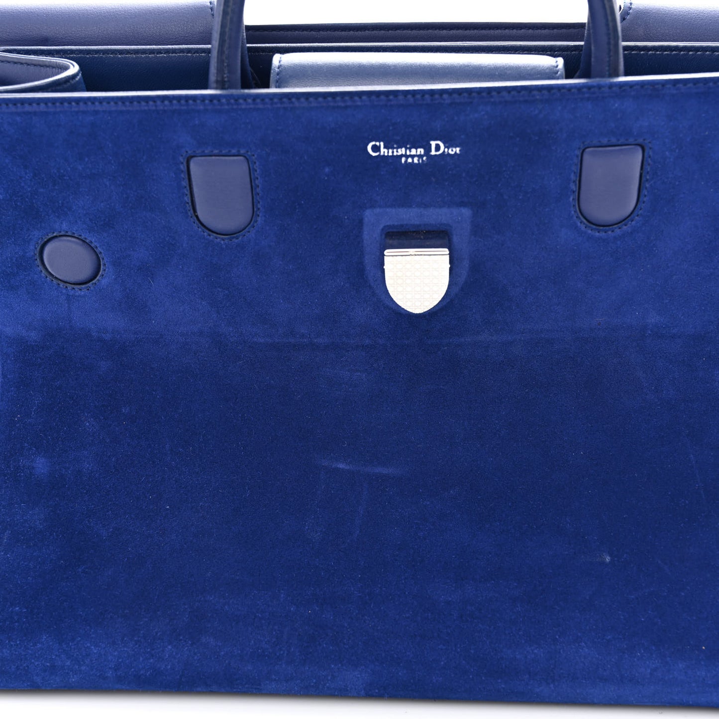 Suede Large Diorever Flap Navy