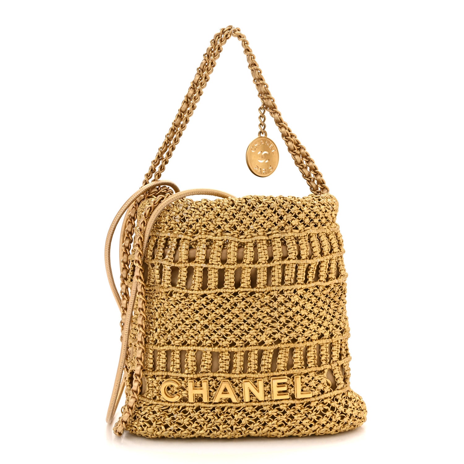 Chanel Metallic Calfskin Macrame Mini Chanel 22 Gold 1849765