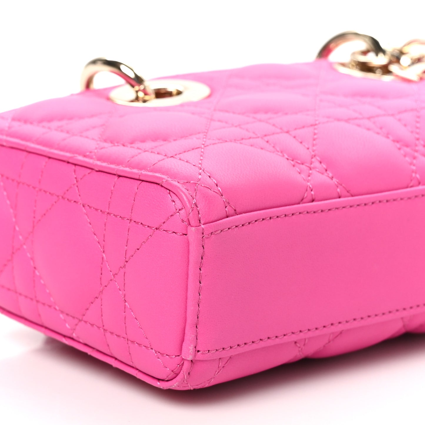 Lambskin Cannage Small Lady D-Joy Fuchsia