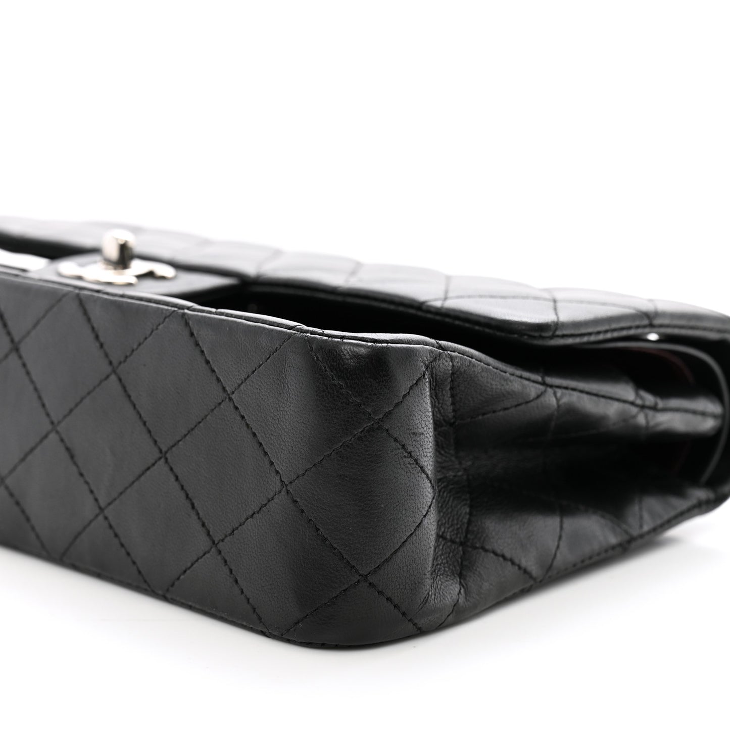 Lambskin Quilted Medium Double Flap Black