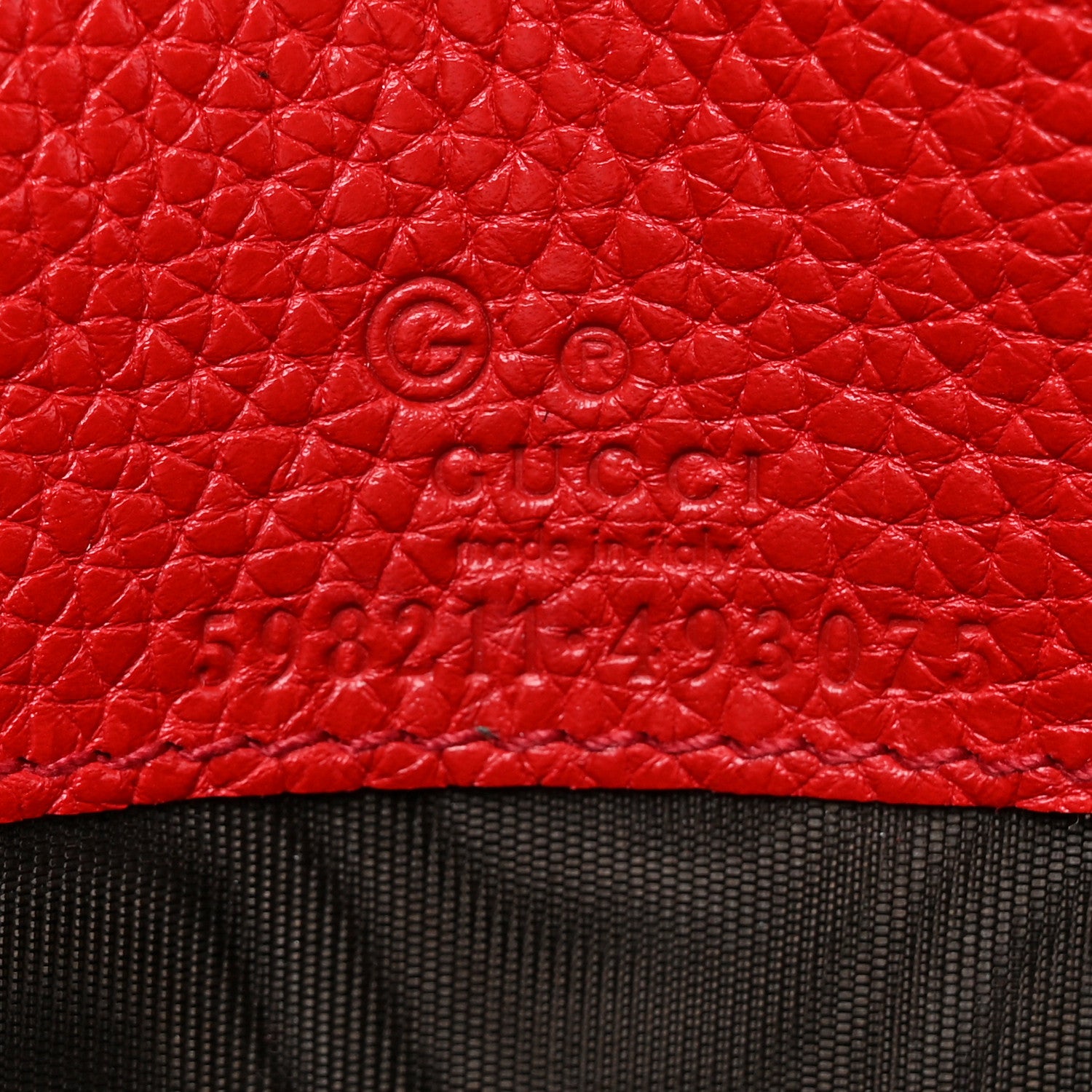 Gucci Pebbled Calfskin Soho Wallet on Chain Hibiscus Red 6 of 10