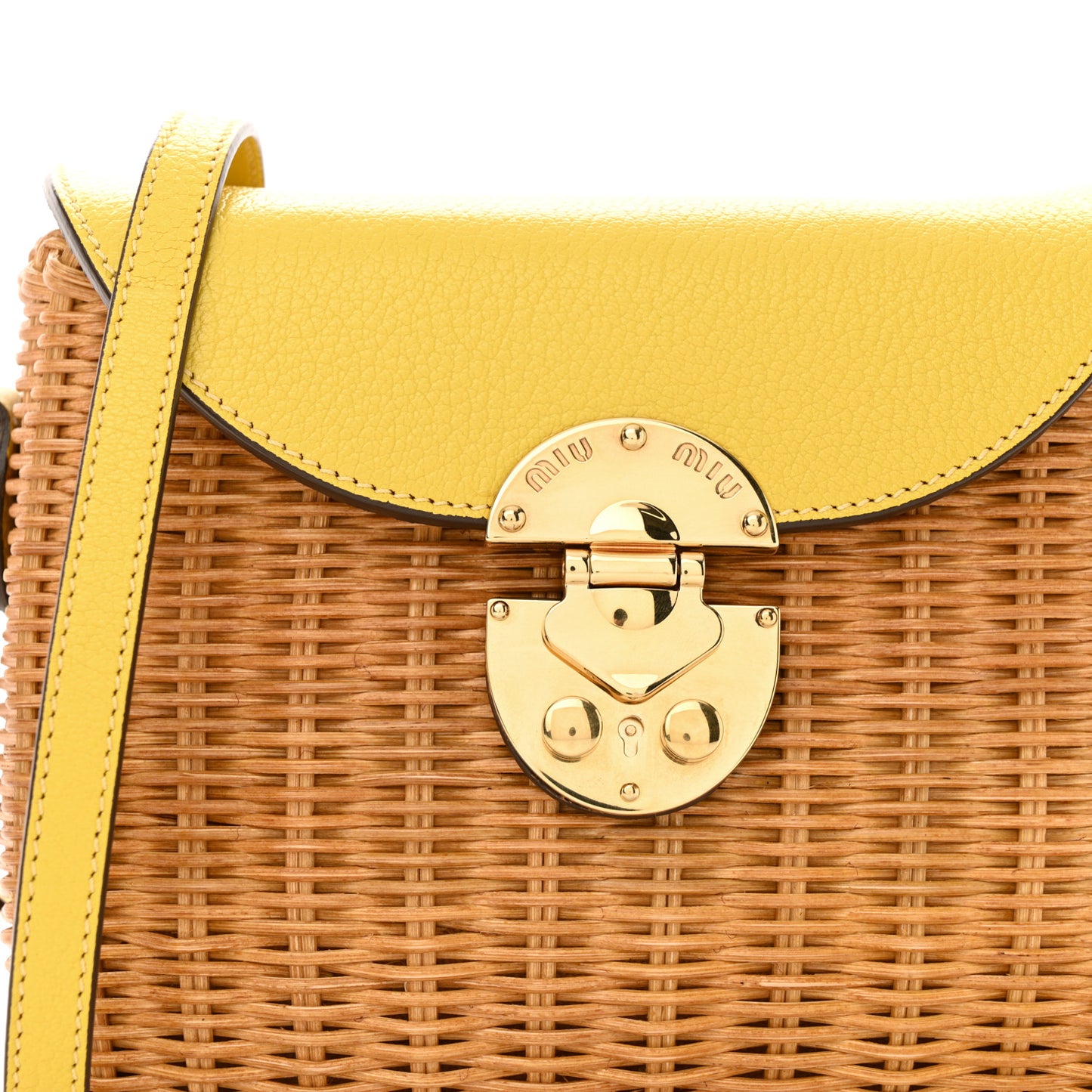 Goatskin Wicker Midollino Bag Yellow