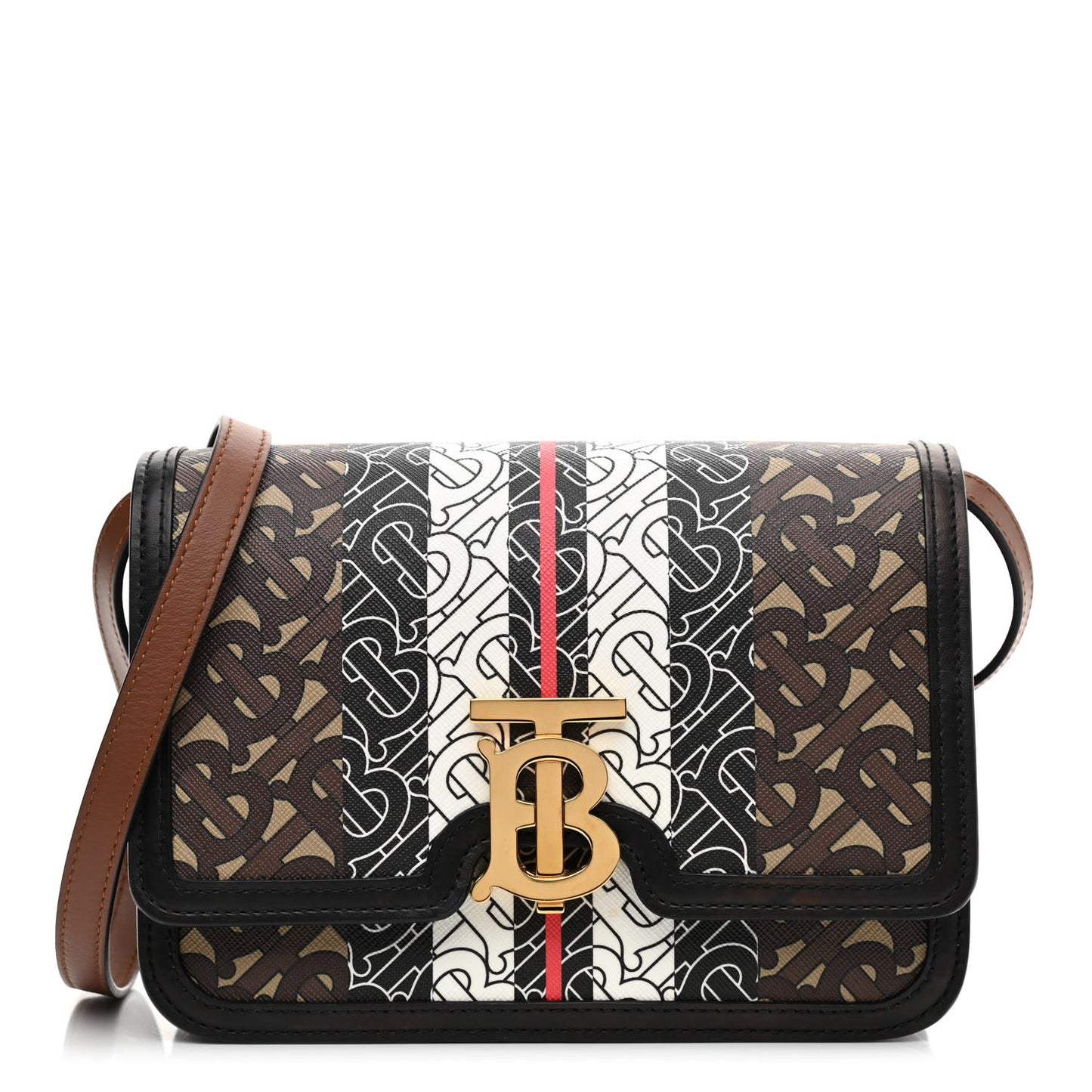 E-Canvas Monogram Stripe Small TB Bag Bridle Brown