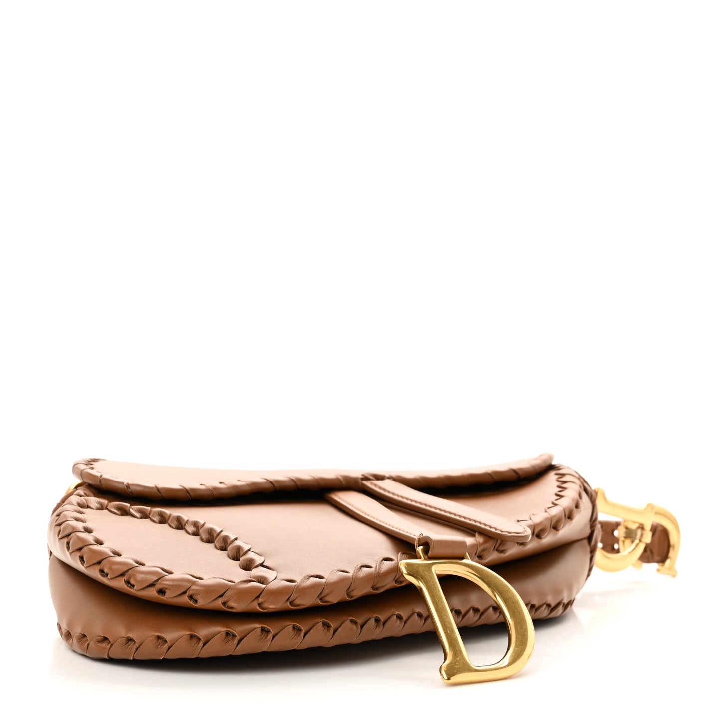 Calfskin Whipstitch Saddle Bag Brown