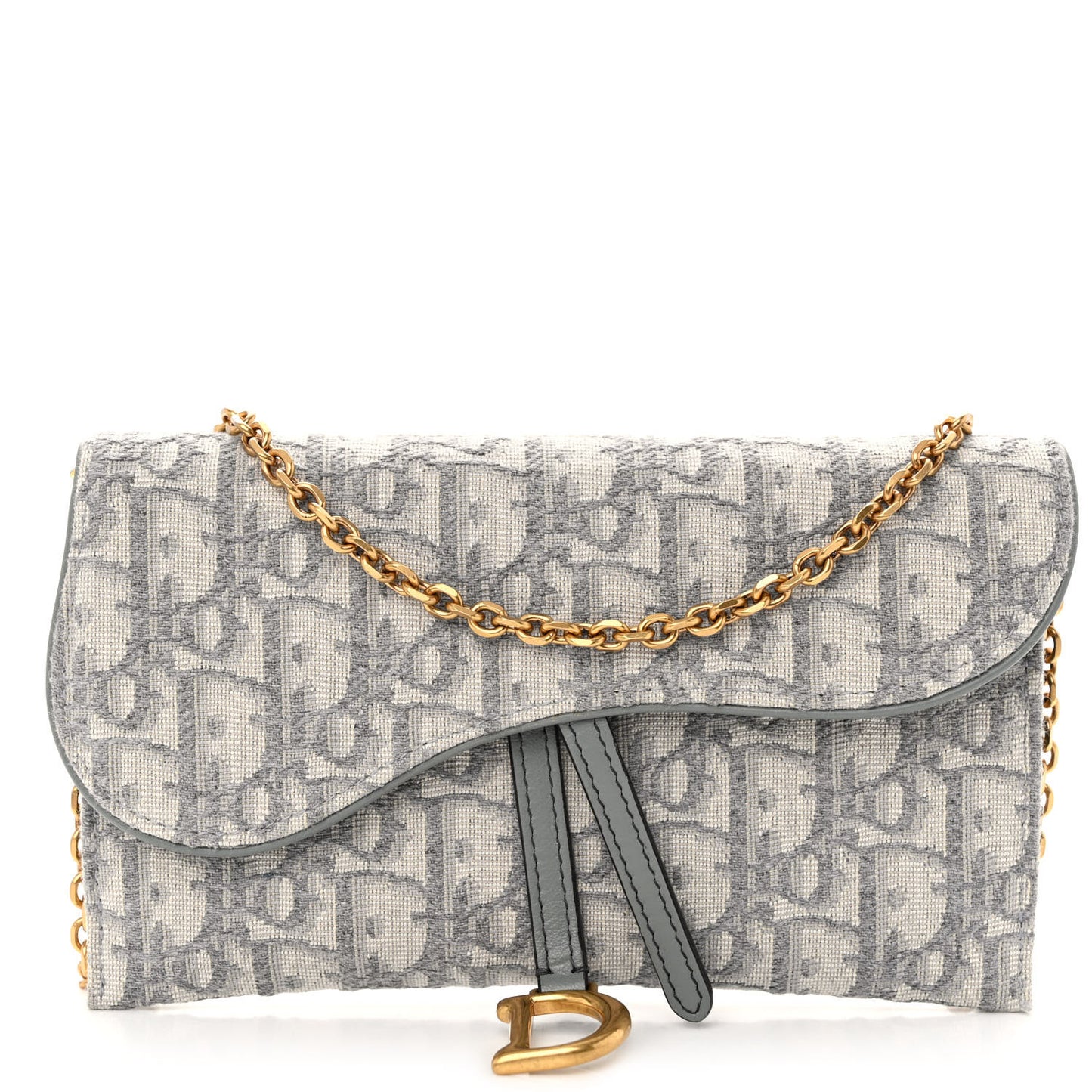 Oblique Saddle Chain Long Wallet Grey