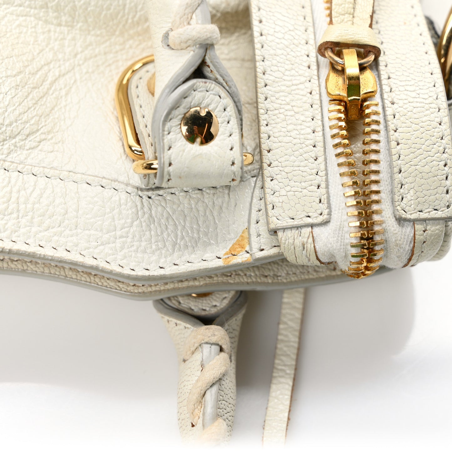 Chevre Gold Metallic Edge Hardware Mini City White