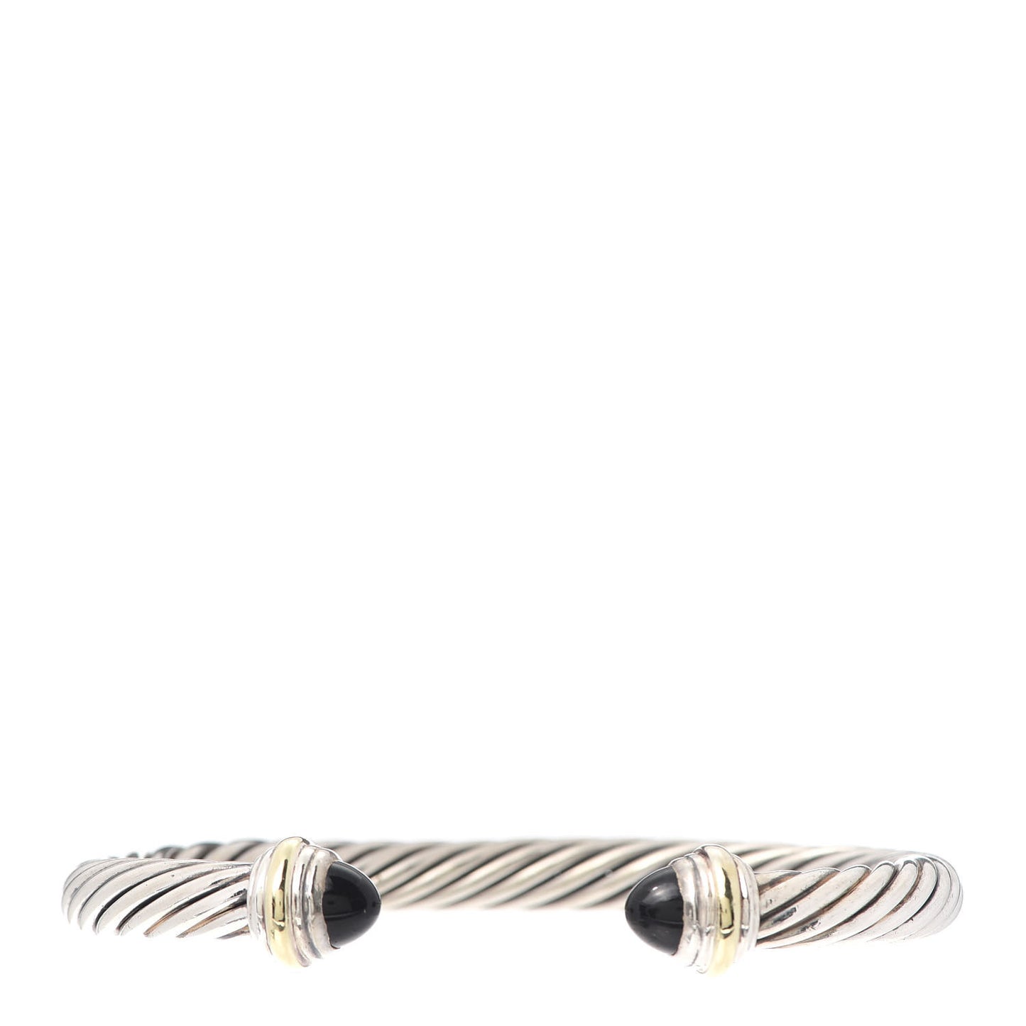 Sterling Silver 14K Yellow Gold Black Onyx 7mm Cable Classics Bracelet