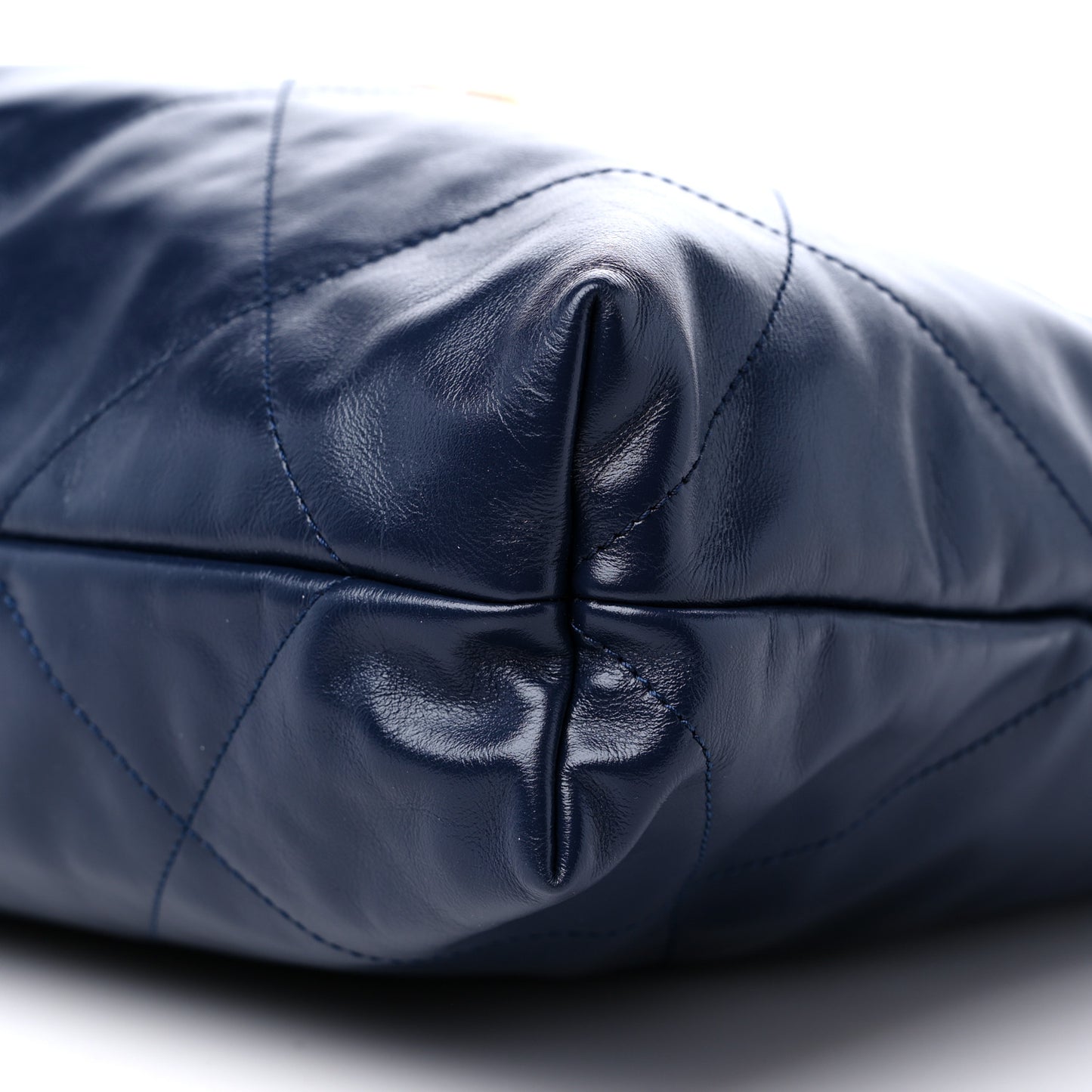 Shiny Calfskin Quilted Chanel 22 Navy Blue