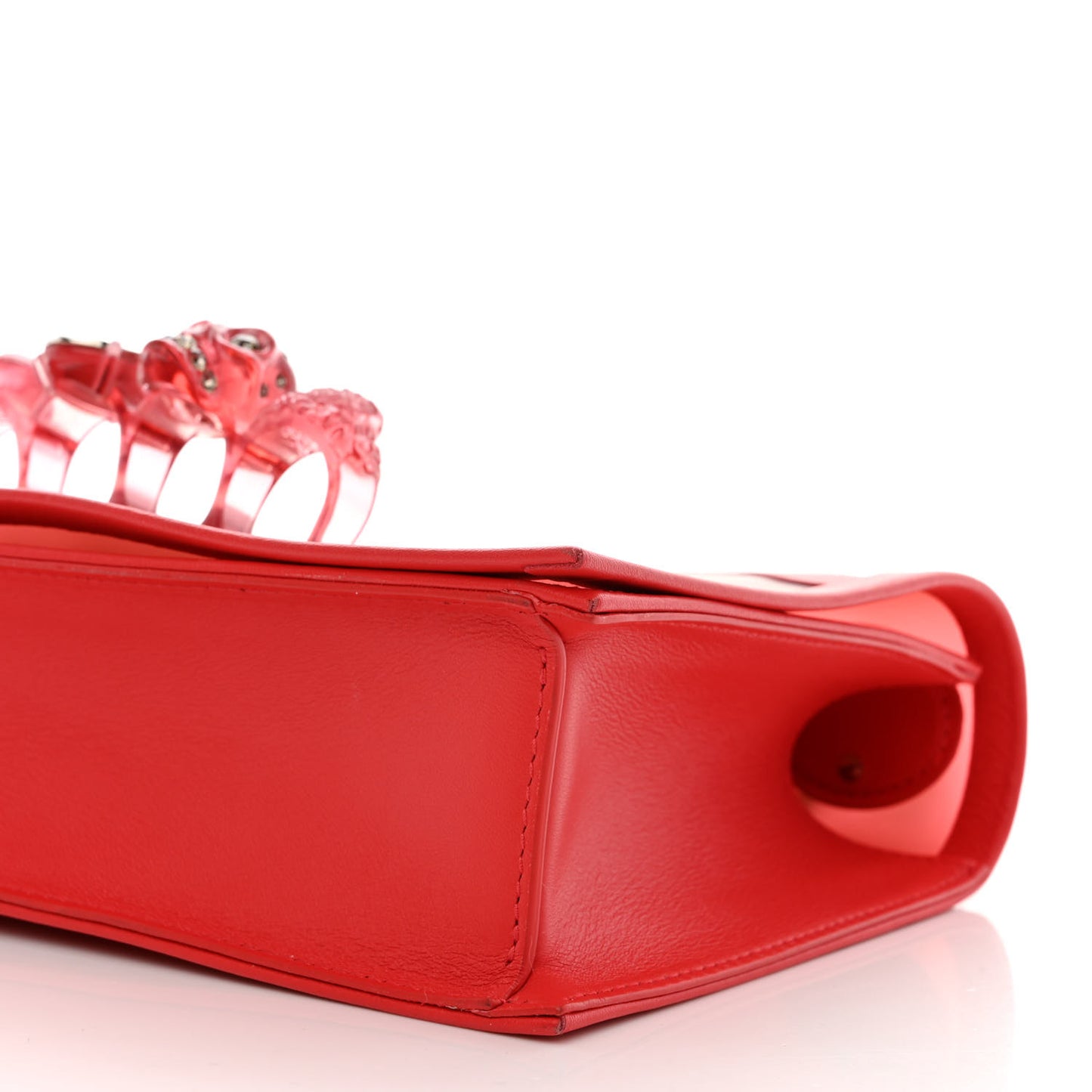 Calfskin Polyurethane Jeweled Knuckle Satchel Red