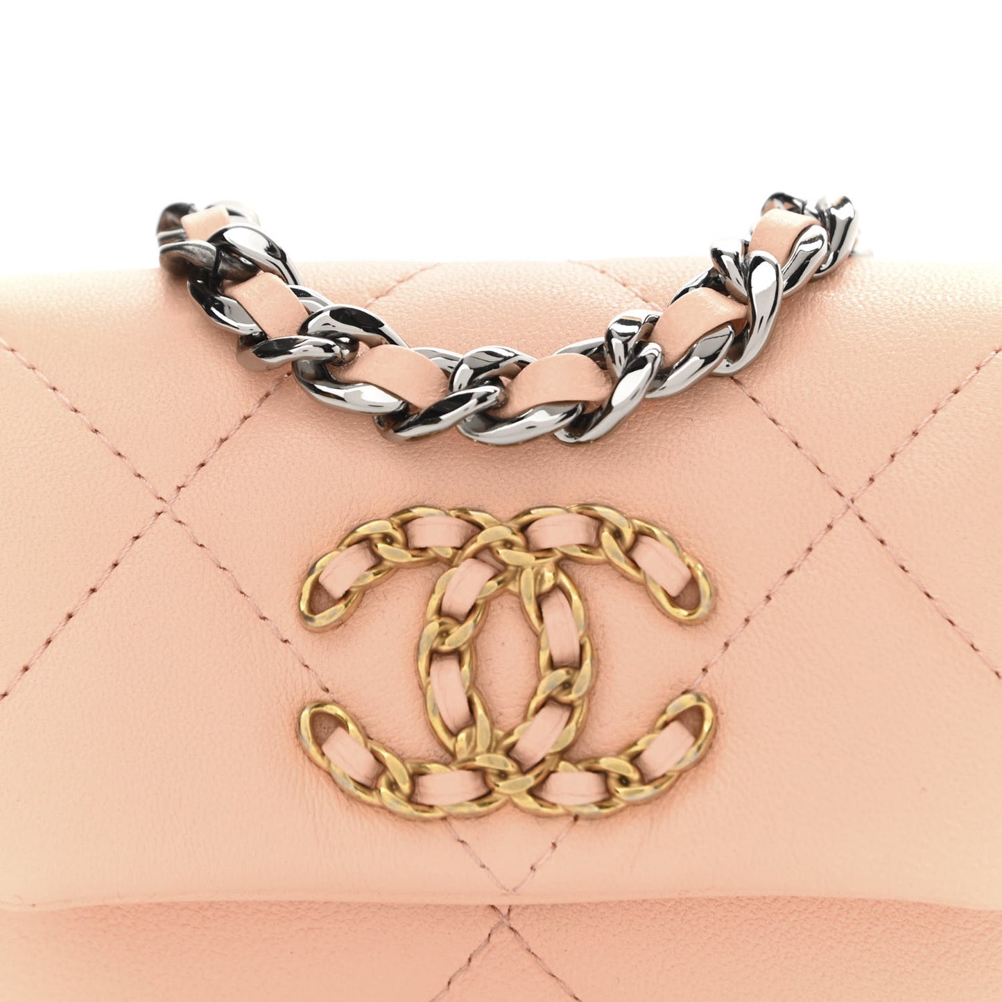 Lambskin Quilted Chanel 19 Flap Belt Bag Light Orange