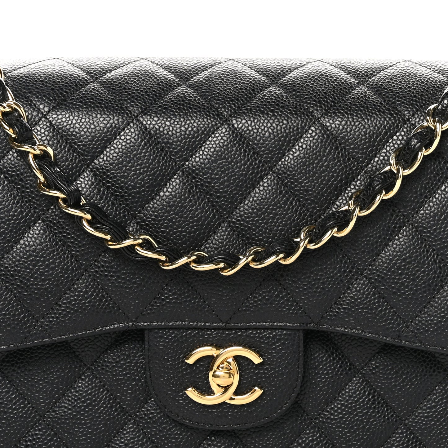 Caviar Quilted Jumbo Double Flap Black