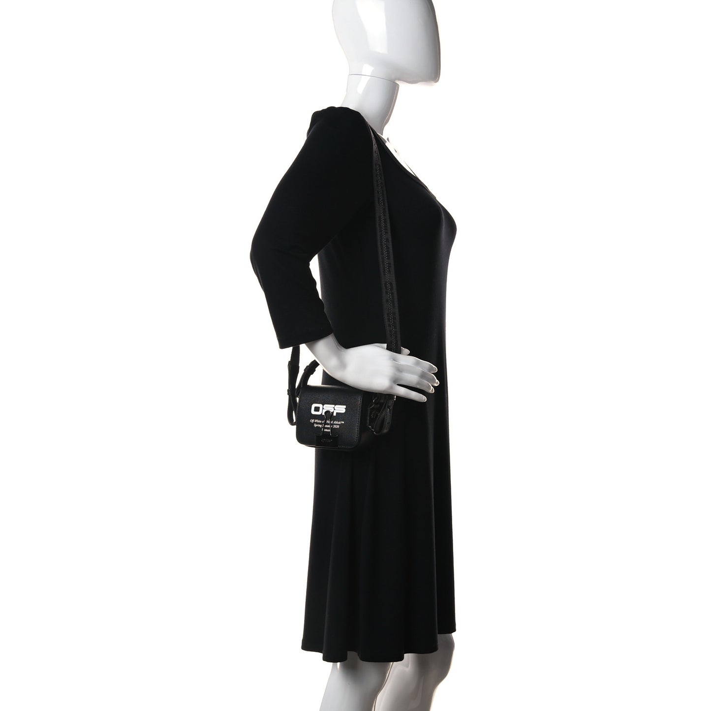 Saffiano Logo Baby Flap Bag Black White