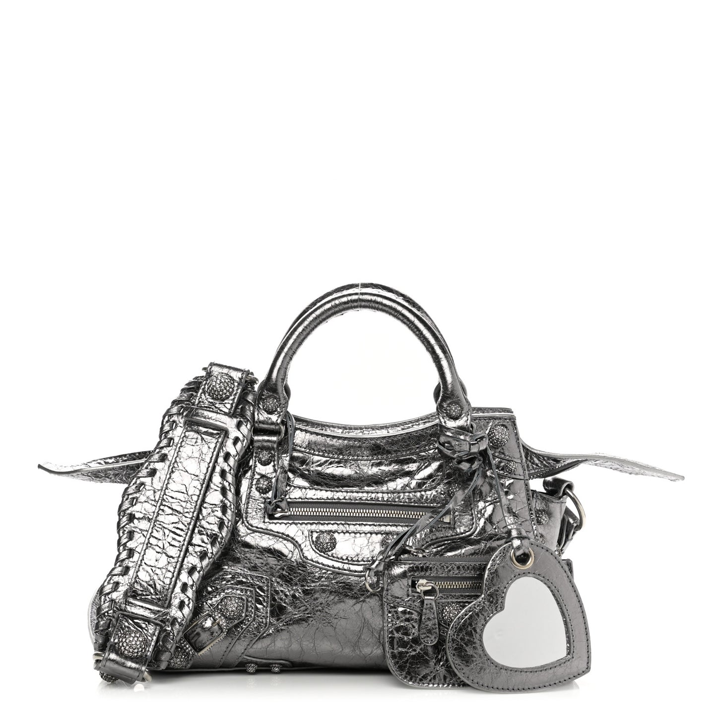 Agneau Arena Crystal Neo Cagole Handbag XS Silver