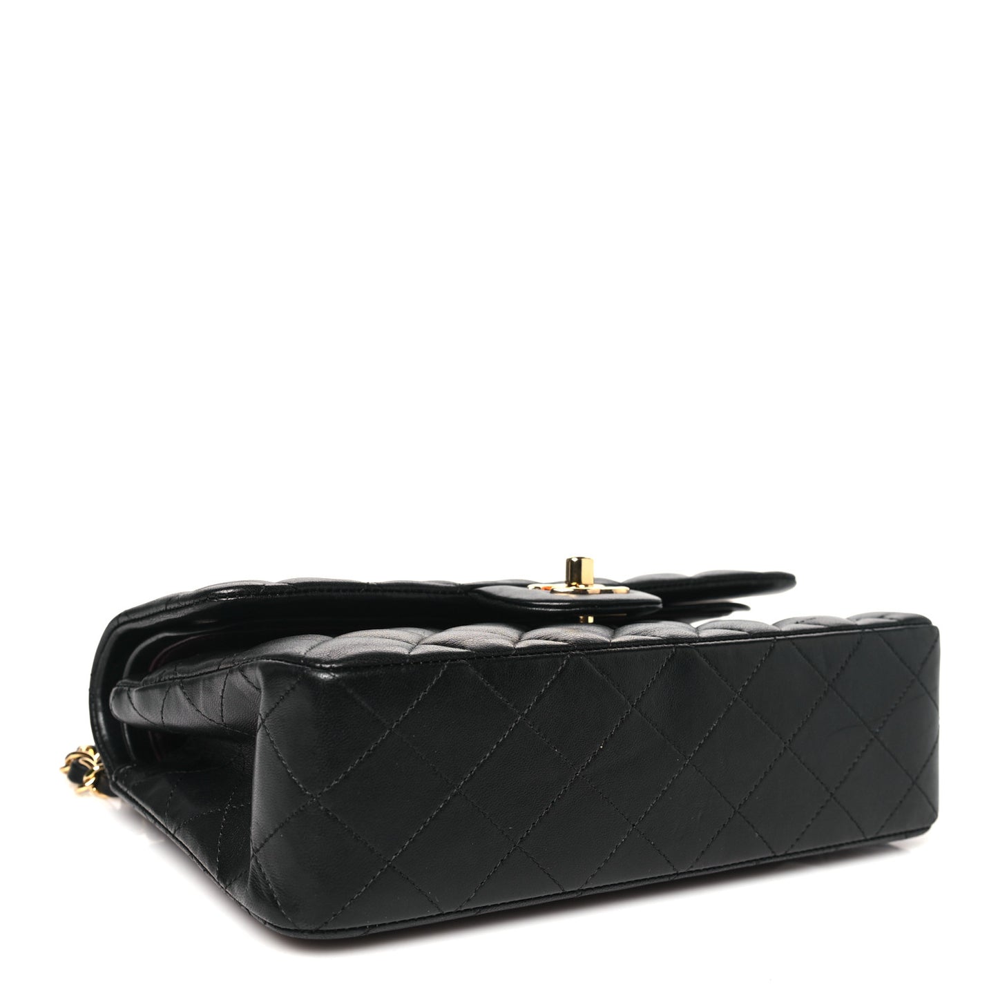 Lambskin Quilted Small Double Flap Black