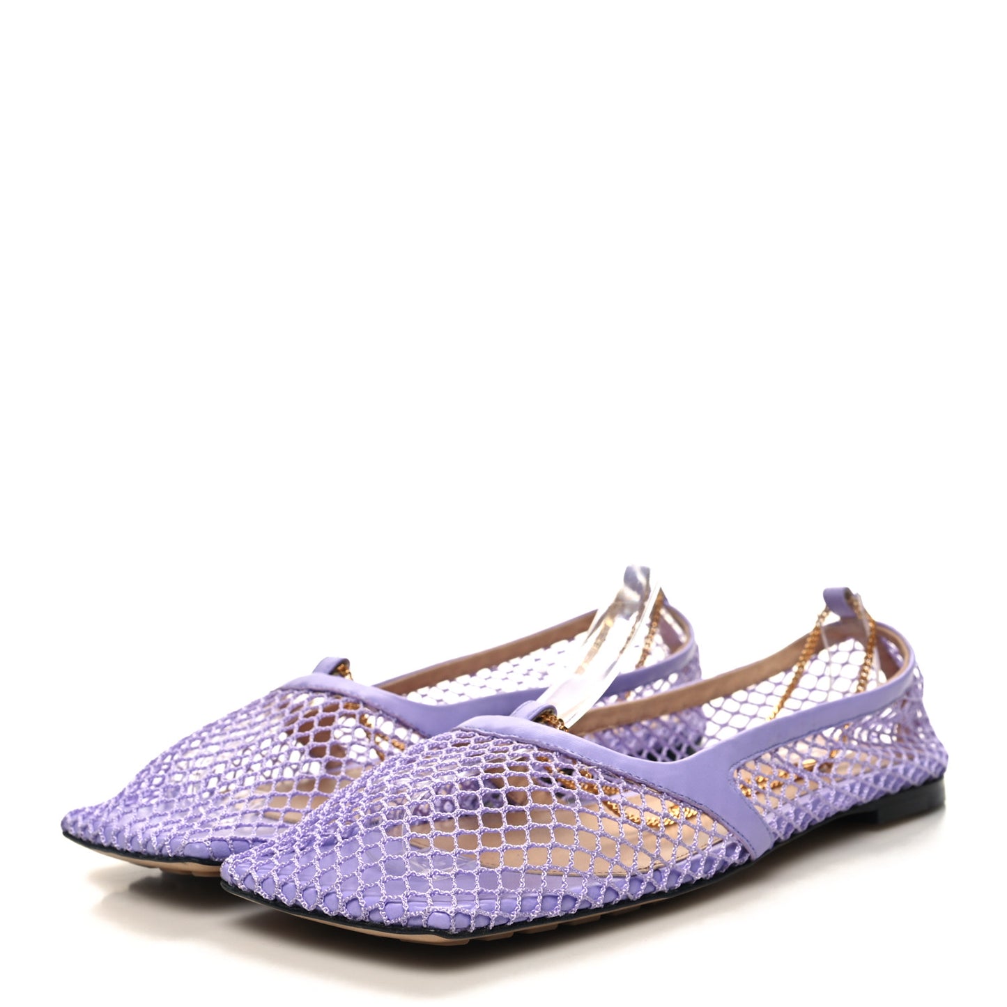 Mesh Nappa Chunky Chain Stretch Ballerina Flats 39.5 Wisteria