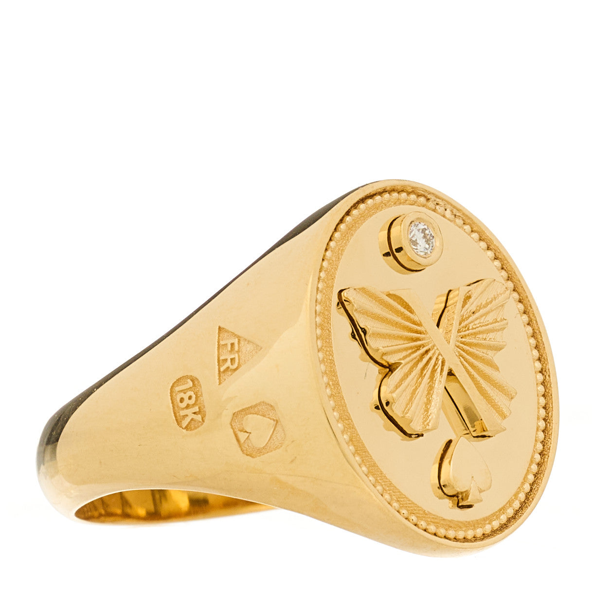 18K Yellow Gold Diamond Reverie Signet Ring 53 6.5