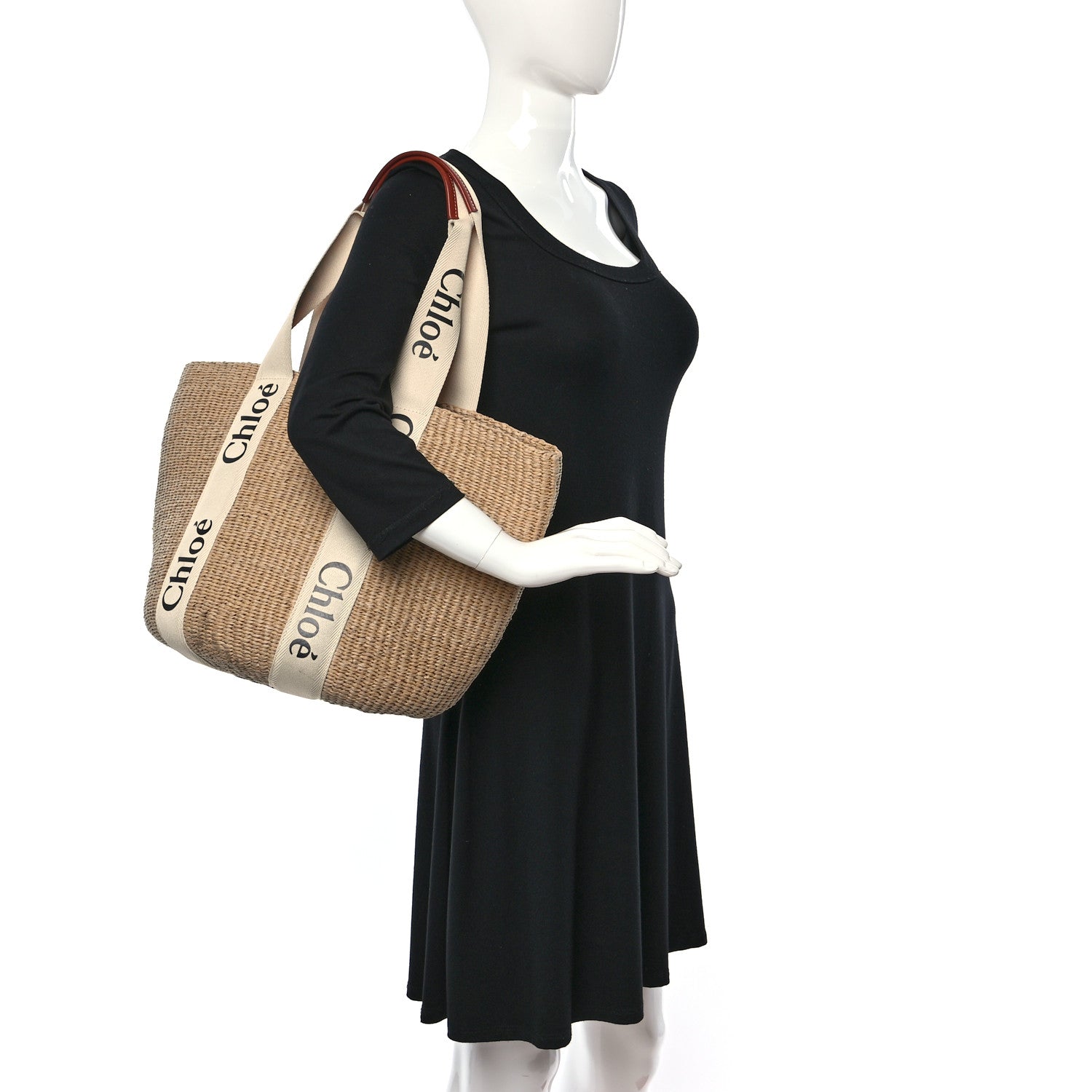 Chloe Raffia Large Woody Tote White 2 of 10