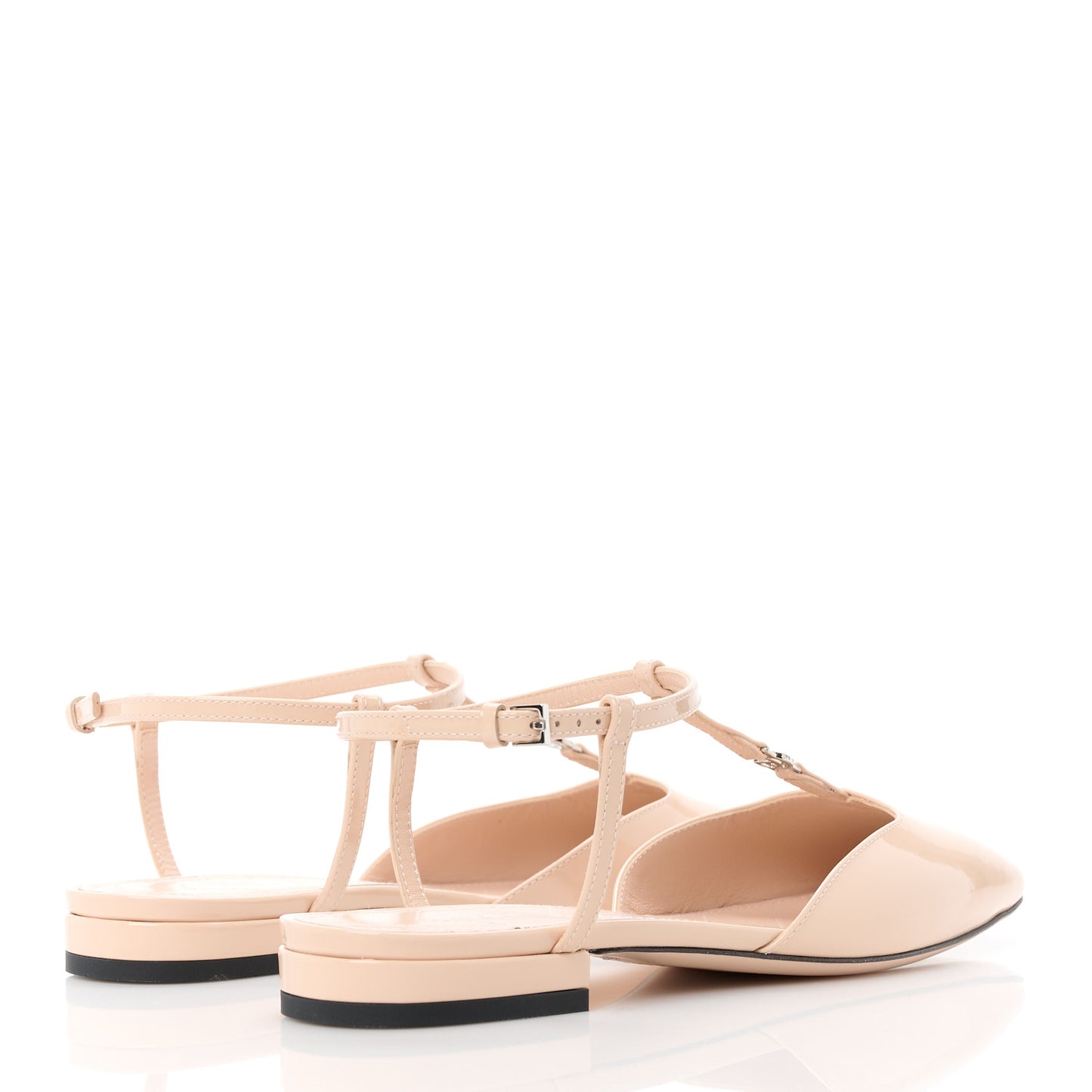 Vernice Crystal Double G Ballet Flat 36.5 Skin Rose