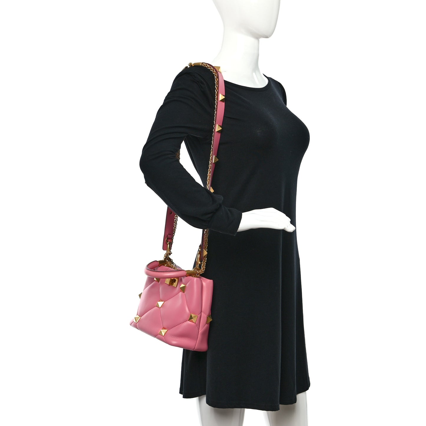 Nappa Small Roman Stud The Handle Bag Flamingo Pink
