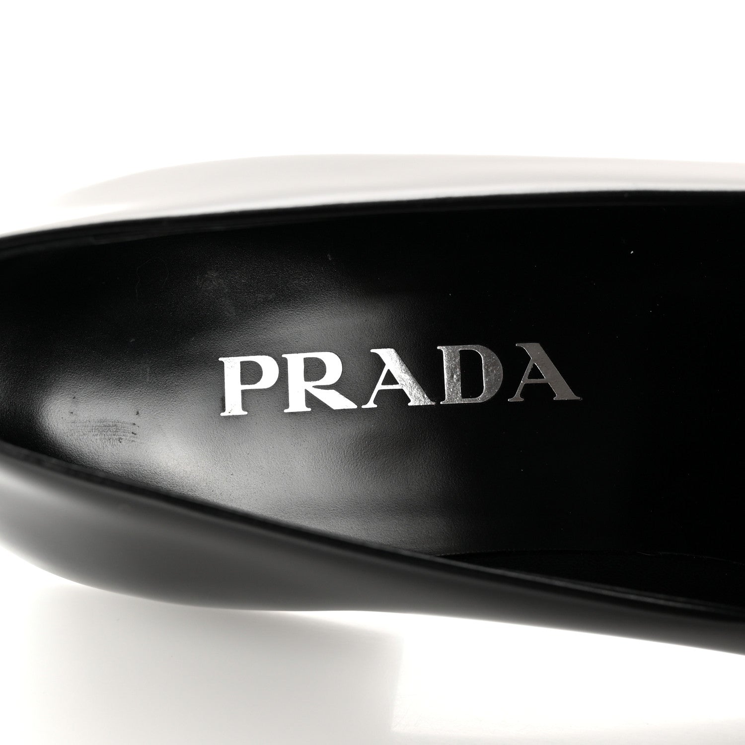 Prada Brushed Calfskin Metal Triangle Logo 20mm Loafers 36.5 Black 6 of 12
