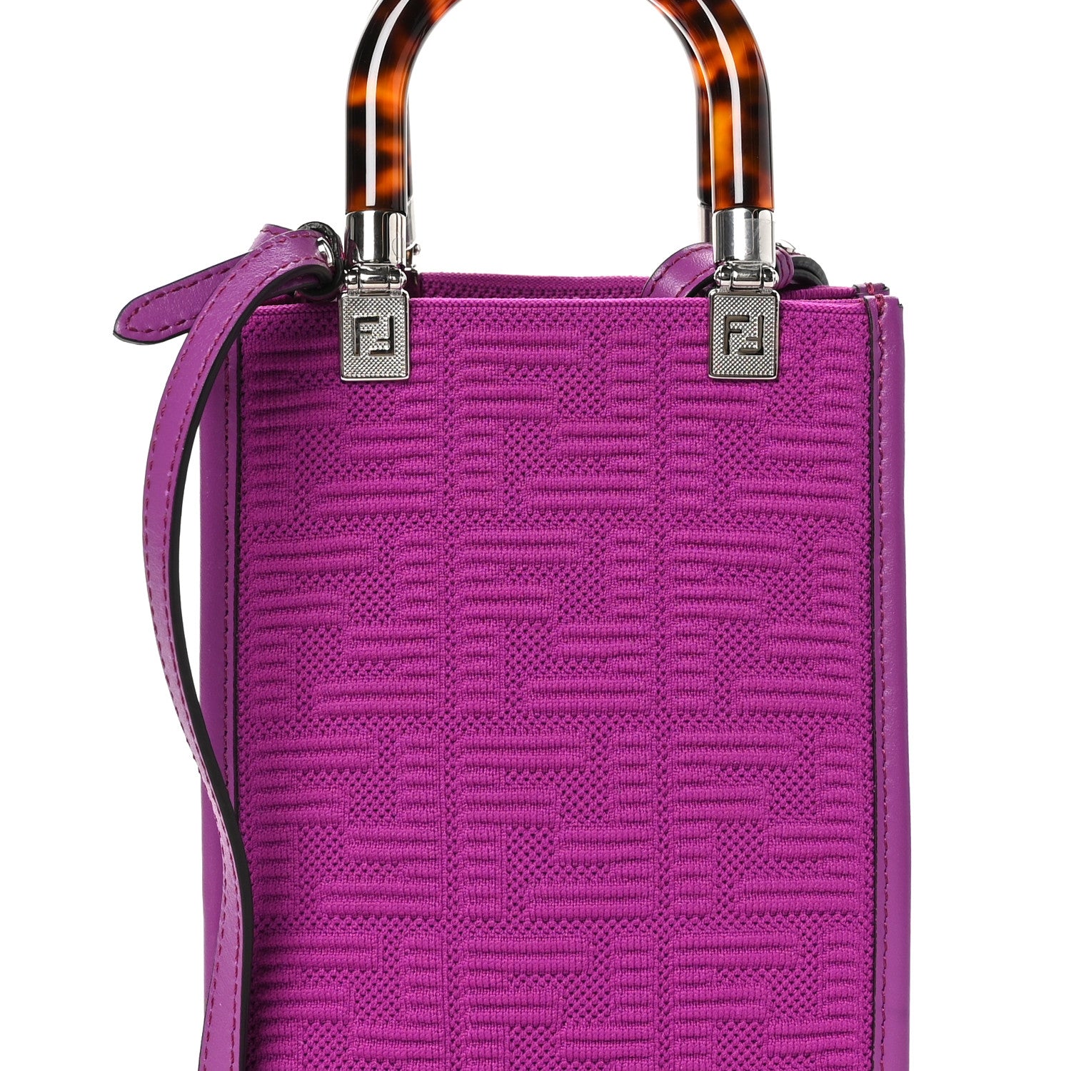 Fendi Technical Fabric Vitello Ceylon Plexiglass FF Mini Fendi Sunshine Shopper Tote Bouganville 8 of 10