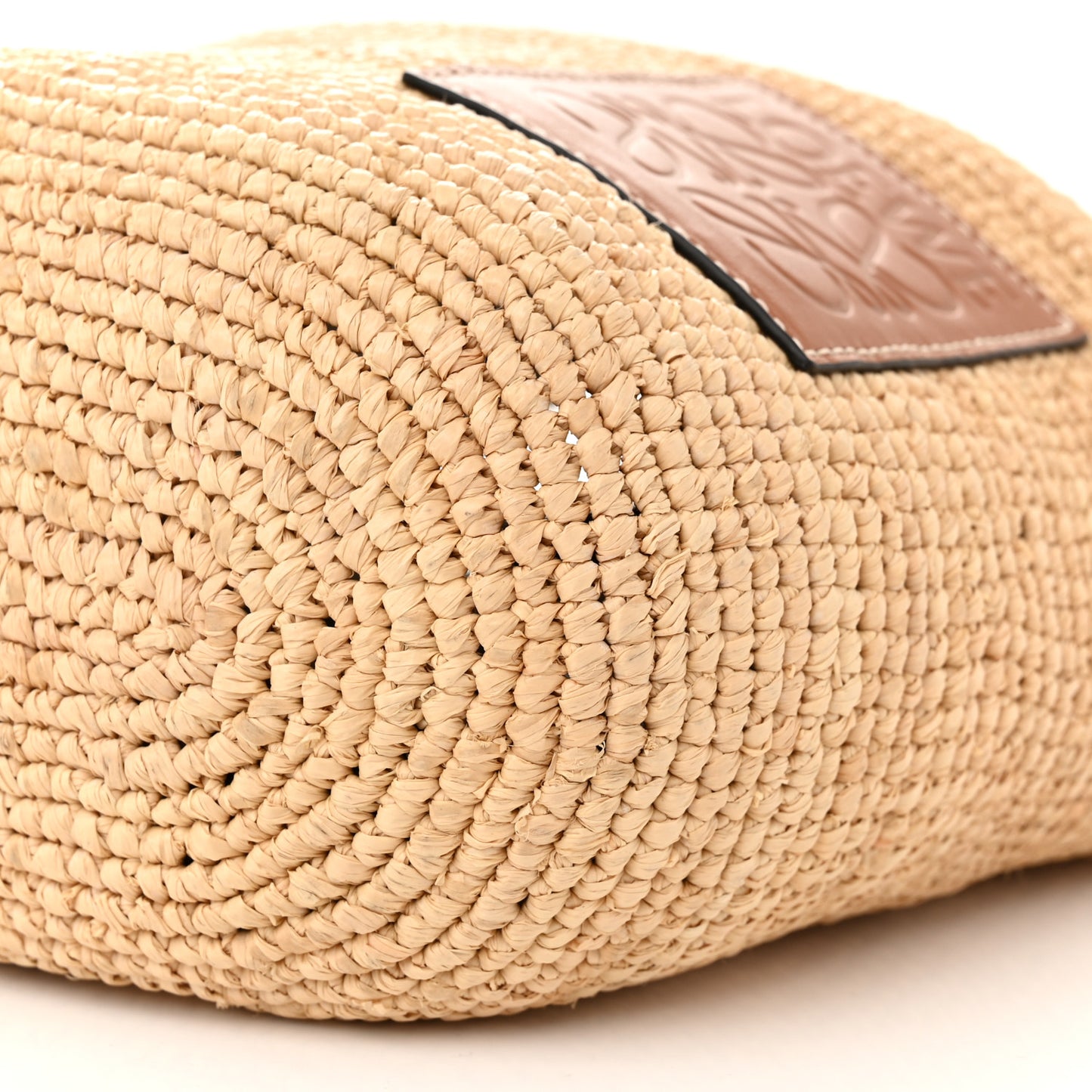 Calfskin Raffia Anagram Paulas Ibiza Pochette Bag Natural Tan