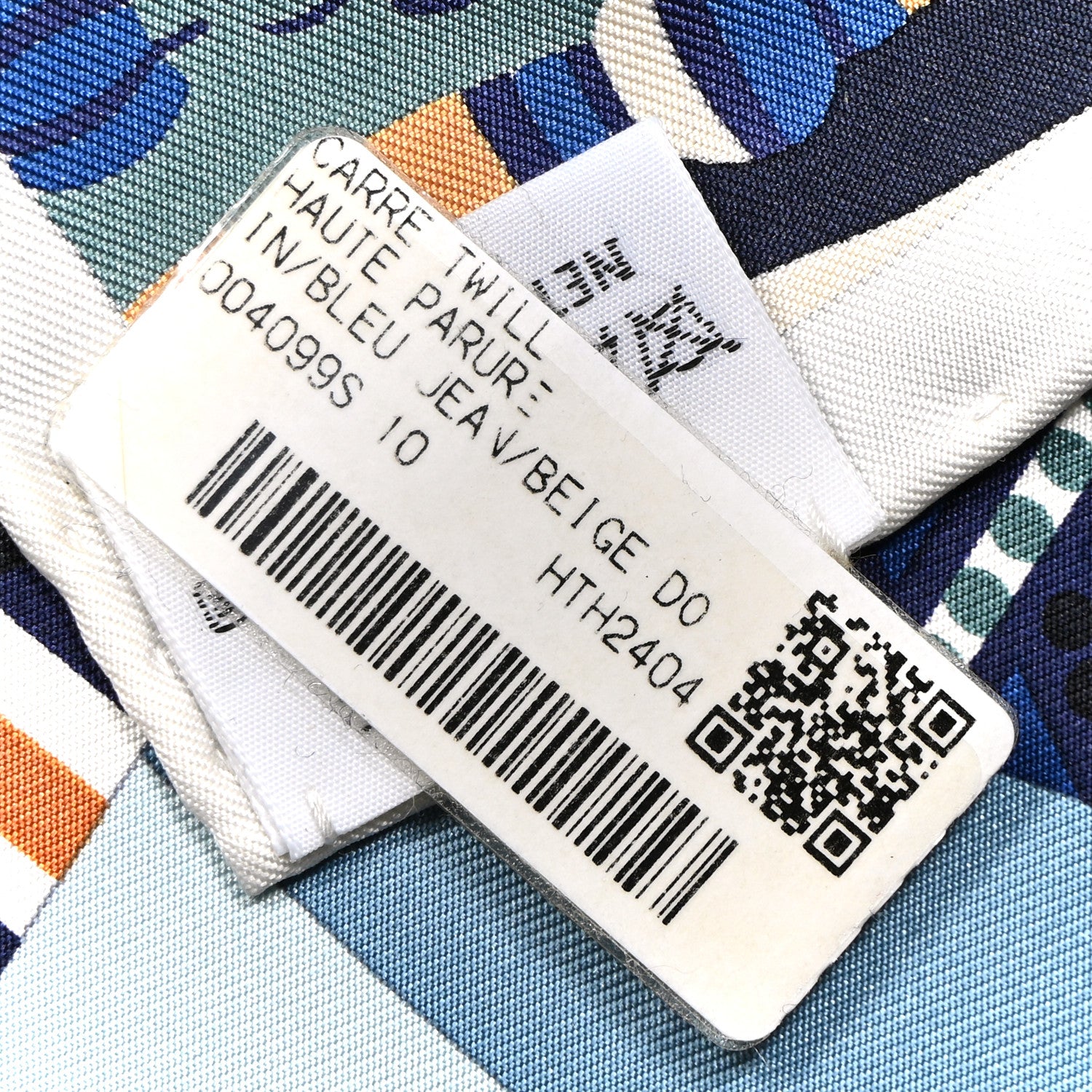 Hermes Silk Haute Parure Scarf 90 Bleu Jean Beige Dore Ciel 2 of 4