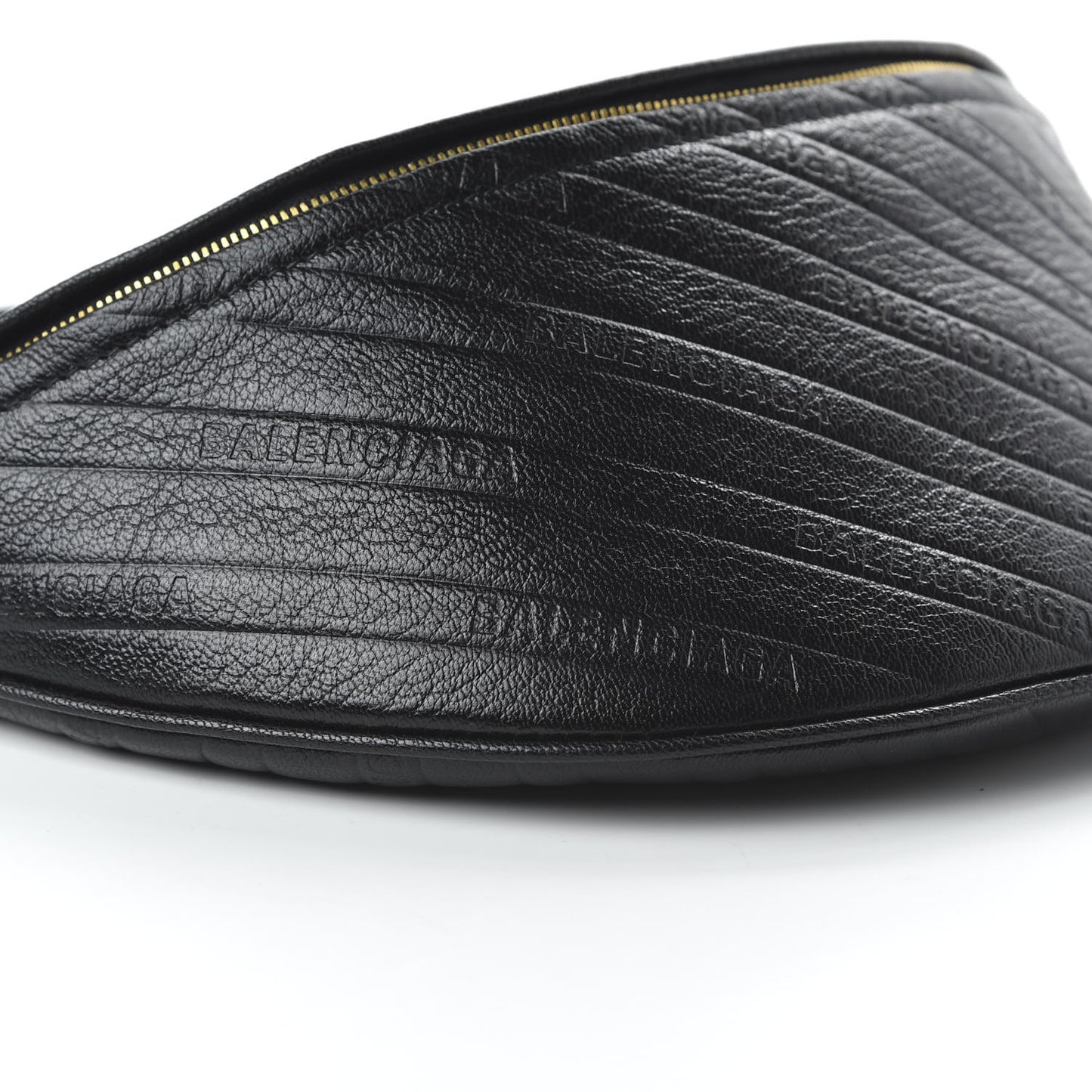 Shiny Goatskin Allover Logo Embossed XS Souvenir Belt Bag Black