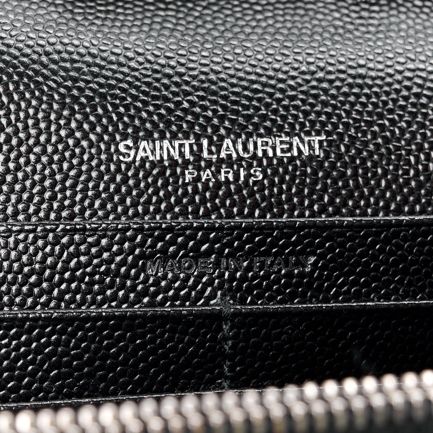 Saint Laurent Grain De Poudre Matelasse Chevron Monogram Chain Wallet Black 8 of 14