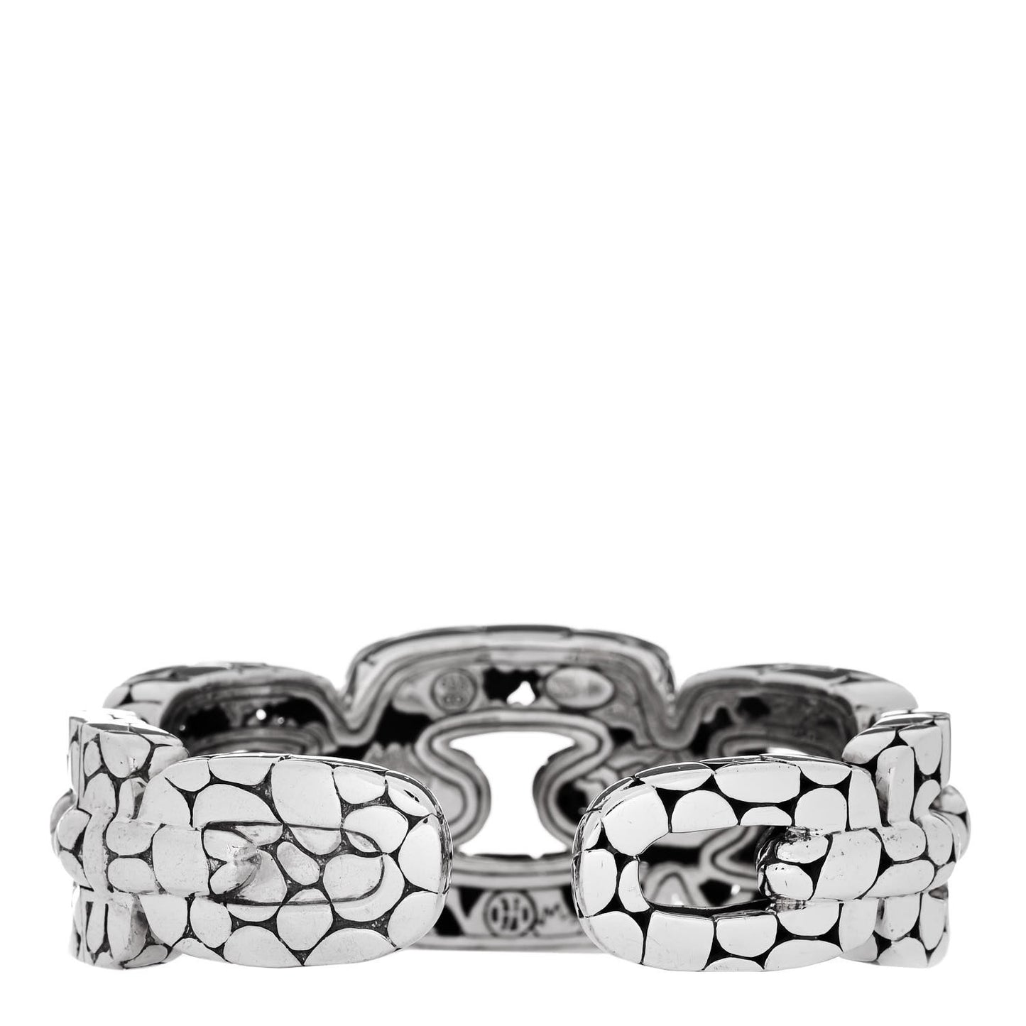 Sterling Silver Black Sapphire Kali Lava Link Hinge Bracelet