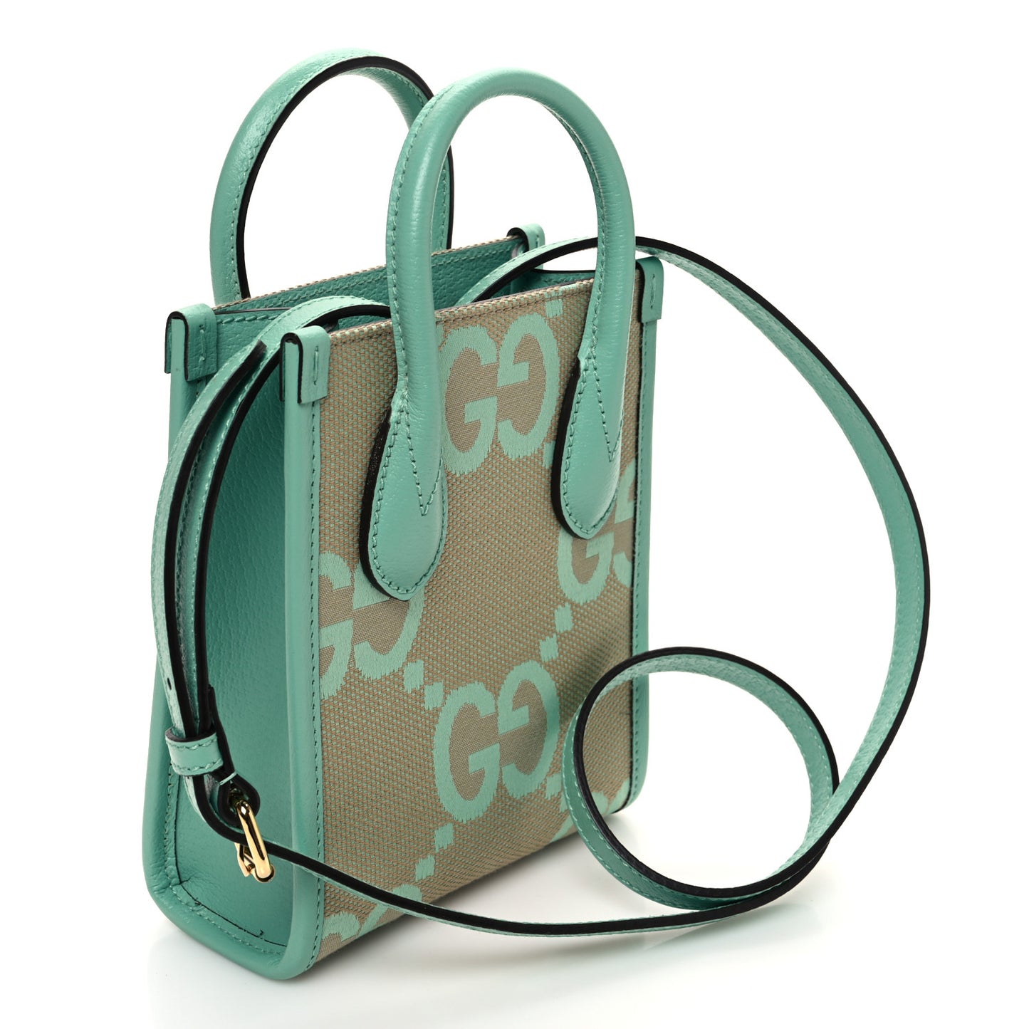 Monogram Jumbo GG Textured Dollar Calfskin Mini Tote Bag Pepperlight Mint