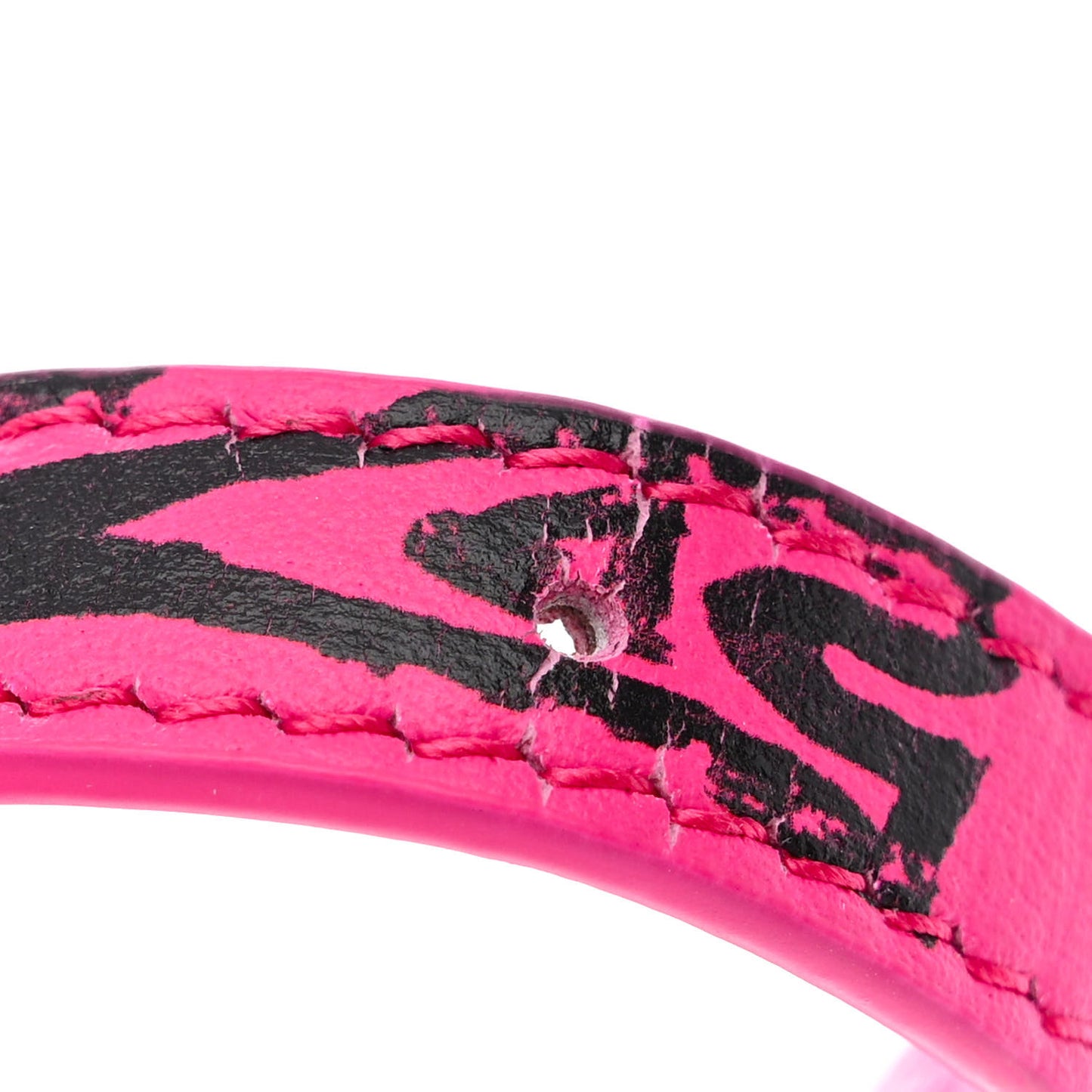 Smooth Calfskin Graffiti Hourglass Top Handle Bag XS Acid Fuchsia Black