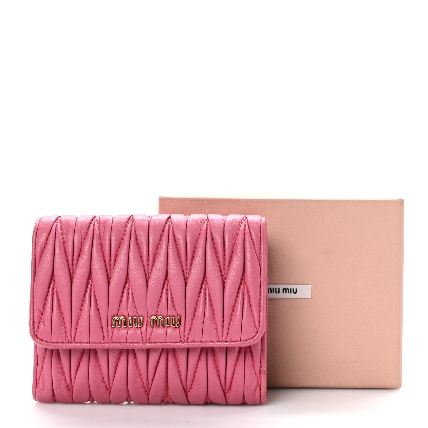 Nappa Matelasse Flap Tri-Fold Wallet Geranio