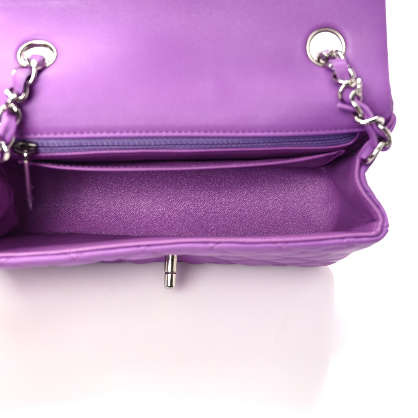 Lambskin Quilted Mini Rectangular Flap Purple