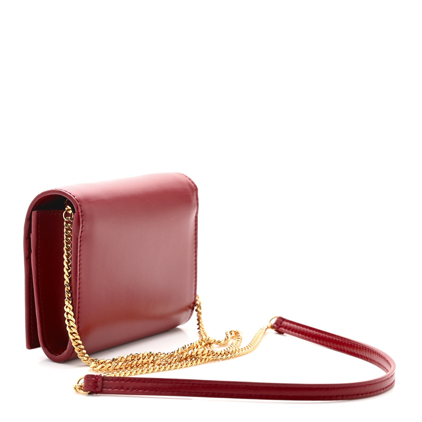Calfskin Monogram Chain Card Case Opyum Red