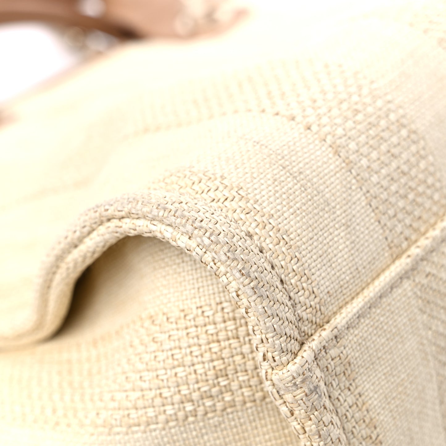 Mixed Fibers Striped Medium Deauville Tote Beige