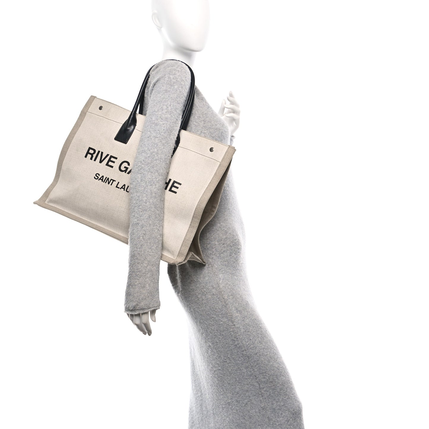 Linen Calfskin Rive Gauche Tote Greggio Natural