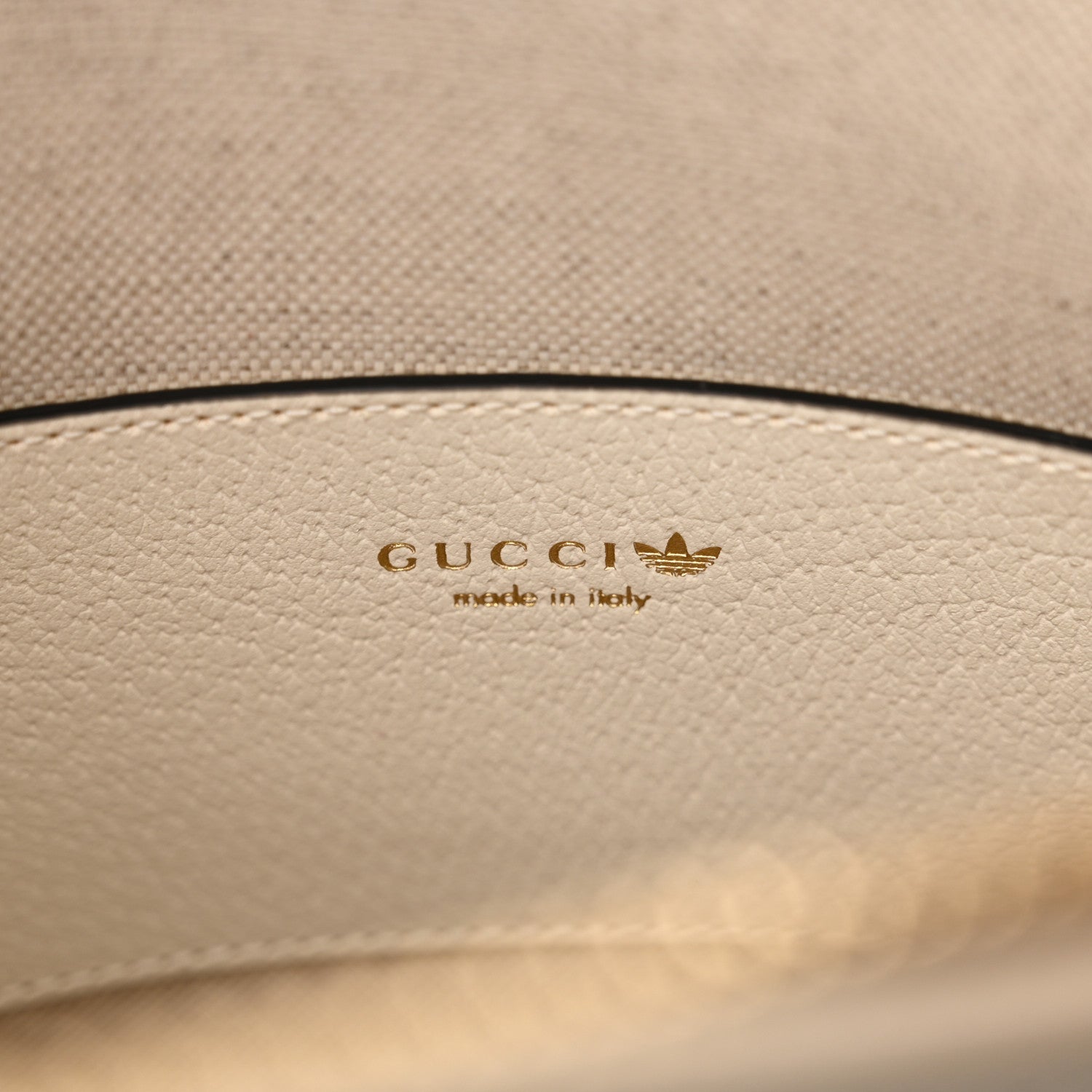 Gucci X ADIDAS Textured Dollar Calfskin Web Trefoil Mini Horsebit 1955 Top Handle Bag Off White Black 6 of 11