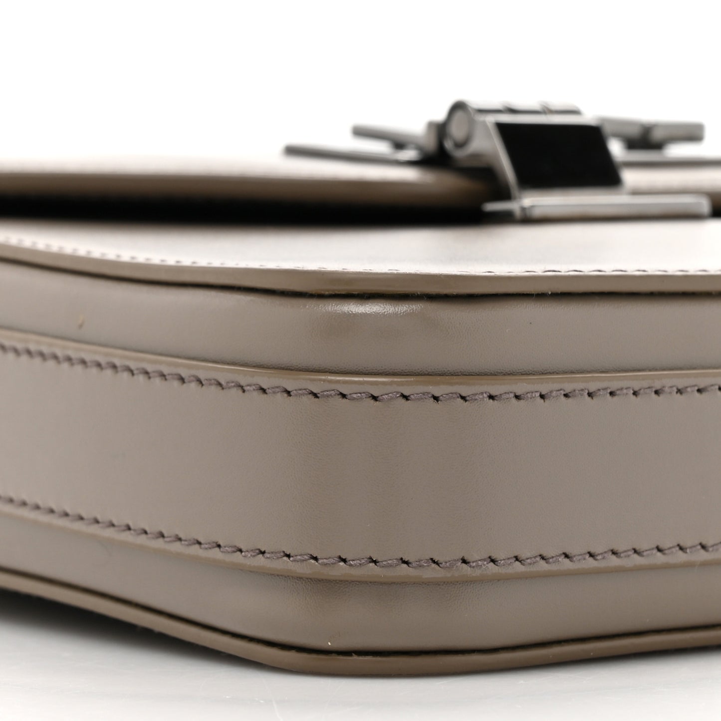 Smooth Calfskin Lock Messenger Bag Beige