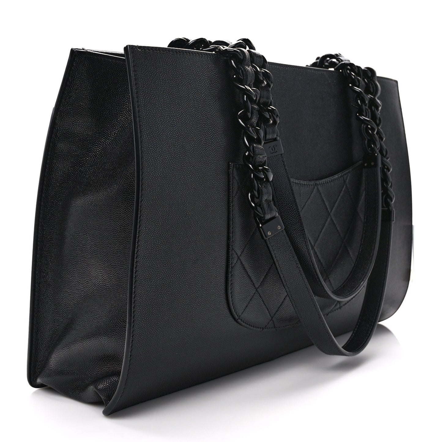 Caviar Quilted My Everything Large Shopping Tote Black