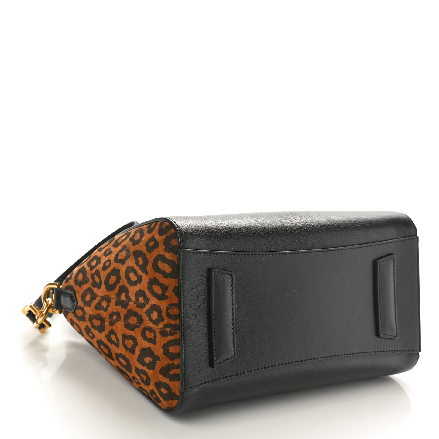 Calfskin Suede Leopard Print Small Antigona Black