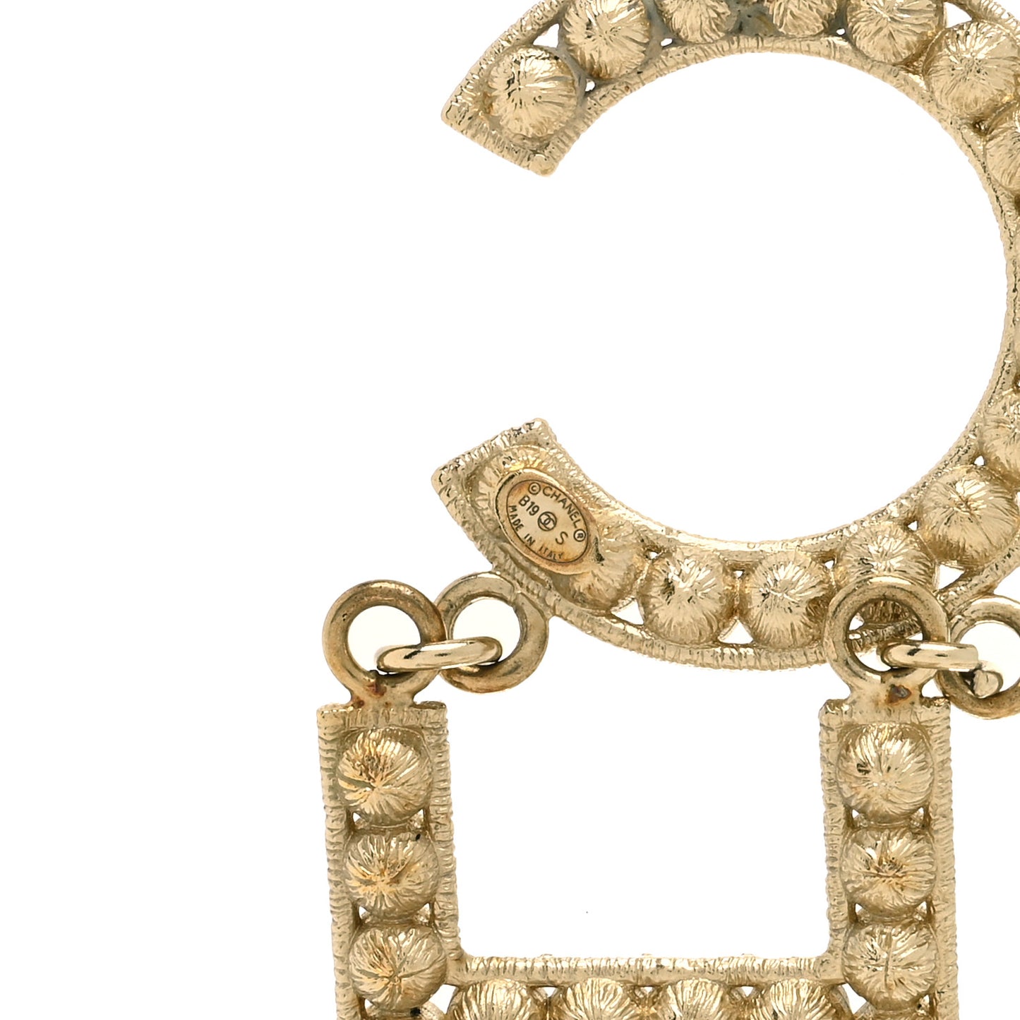 Crystal Cha-Nel Logo Drop Earrings Gold