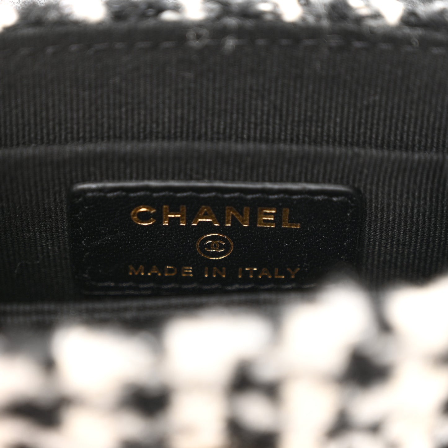 Tweed Houndstooth Quilted Mini Accordion Clutch With Chain White Black