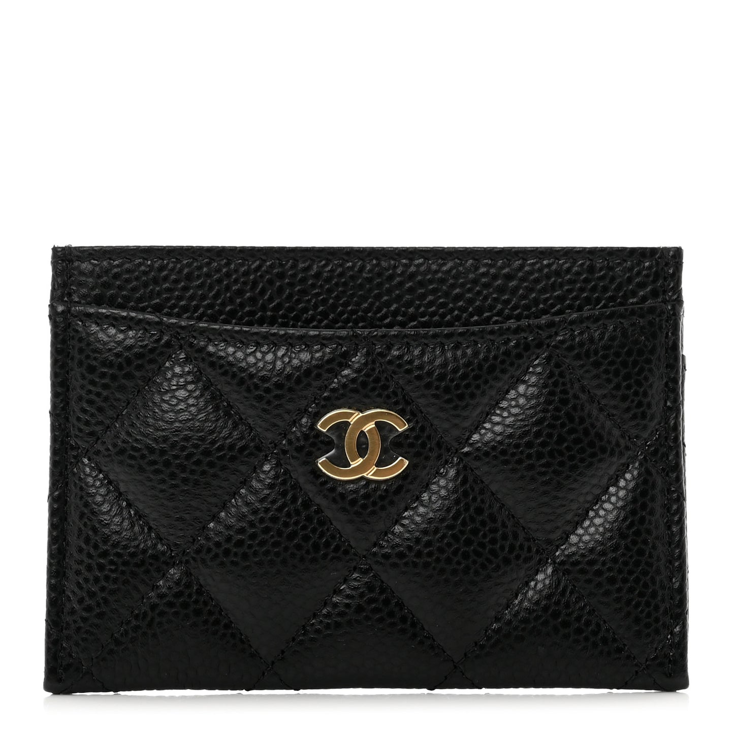 Caviar Quilted Card Holder Black